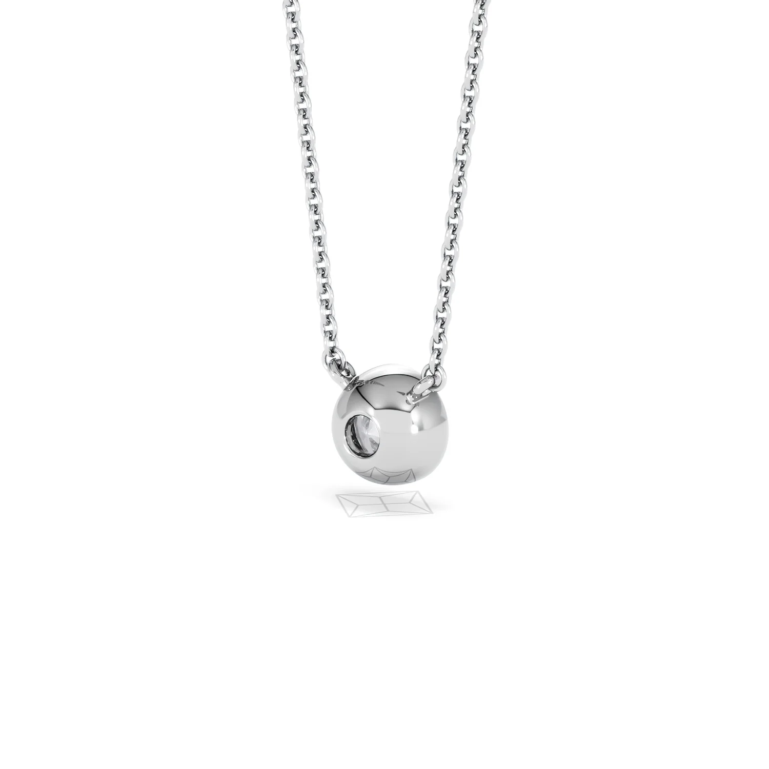 Horizon Round Cut Lab Diamond Solitaire Necklace 0.50ct H/SI in 9K White Gold - Image 43