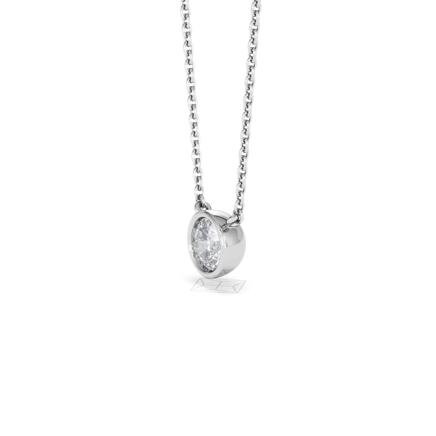 Horizon Round Cut Lab Diamond Solitaire Necklace 0.50ct H/SI in 9K White Gold - Image 78