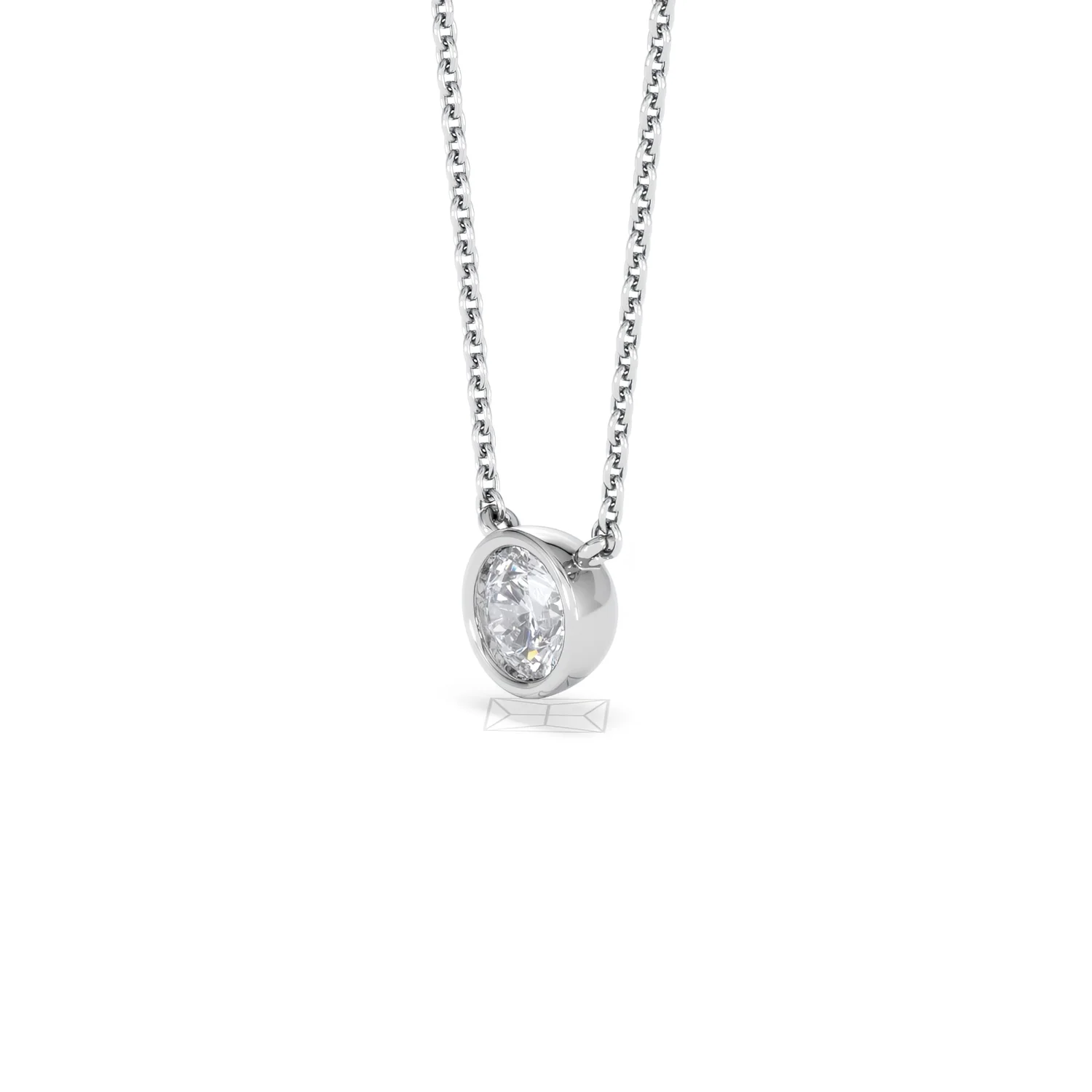 Horizon Round Cut Lab Diamond Solitaire Necklace 0.50ct H/SI in 9K White Gold - Image 80