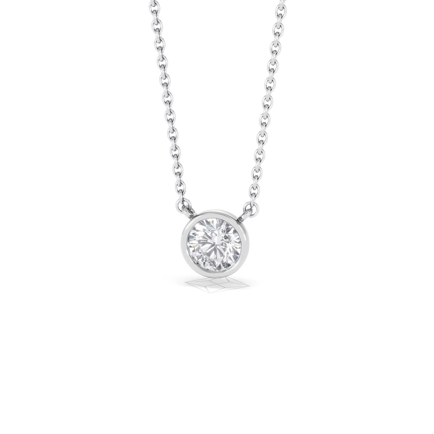 Horizon Round Cut Lab Diamond Solitaire Necklace 0.50ct H/SI in 9K White Gold - Image 88