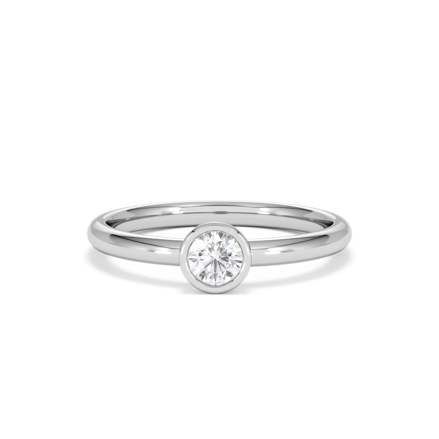 Horizon Round Cut Lab Diamond Solitaire Ring 0.25ct H/SI in 925 Silver - Image 89