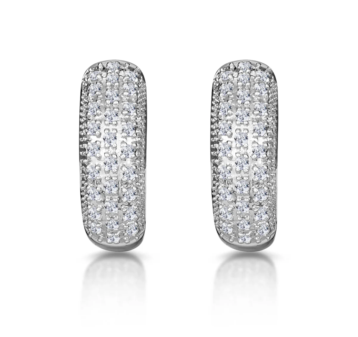 Huggie Earrings Lab Diamond Pave Set 0.33ct in 925 Silver