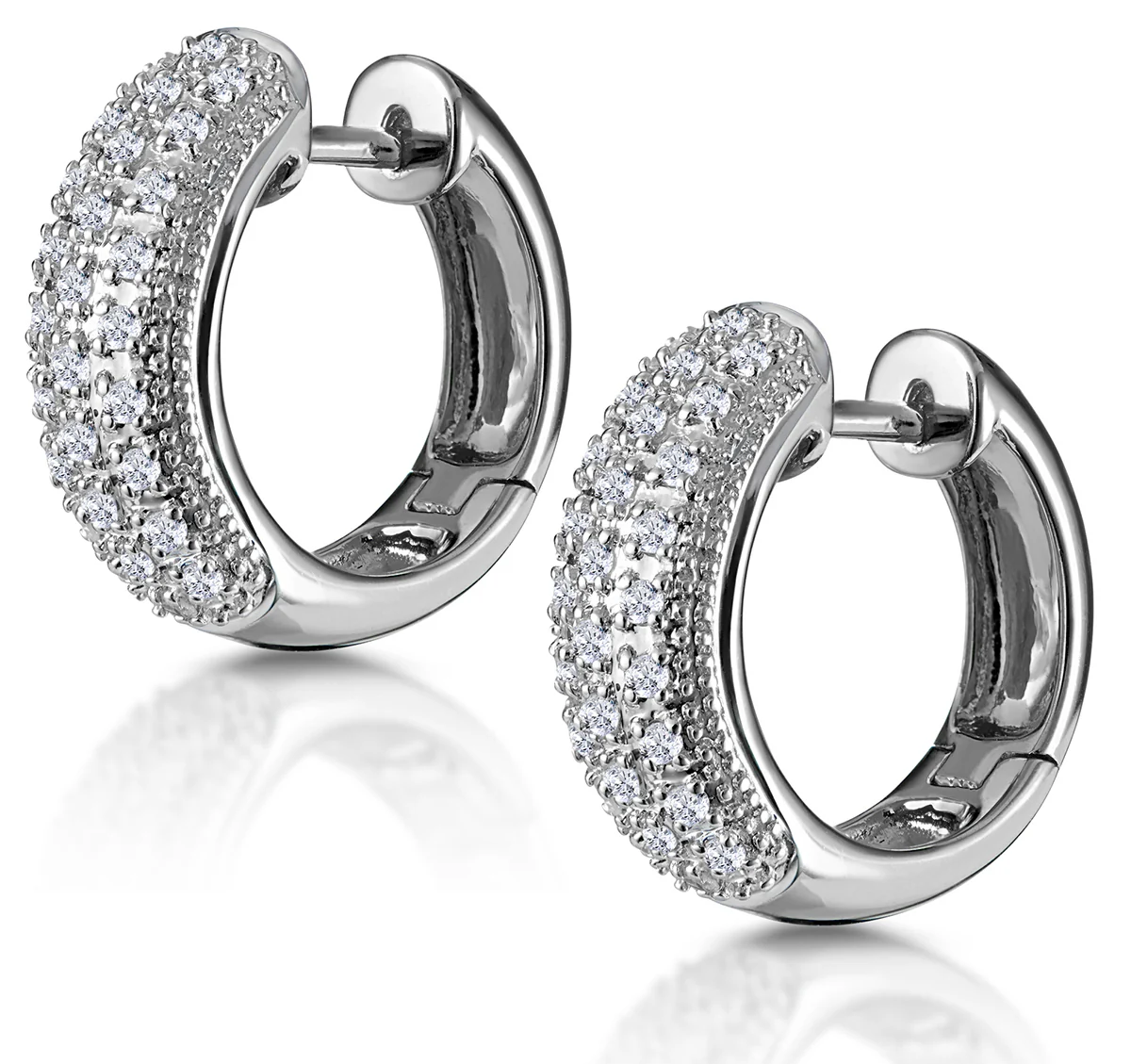 Huggie Earrings Lab Diamond Pave Set 0.33ct in 925 Silver - Image 3