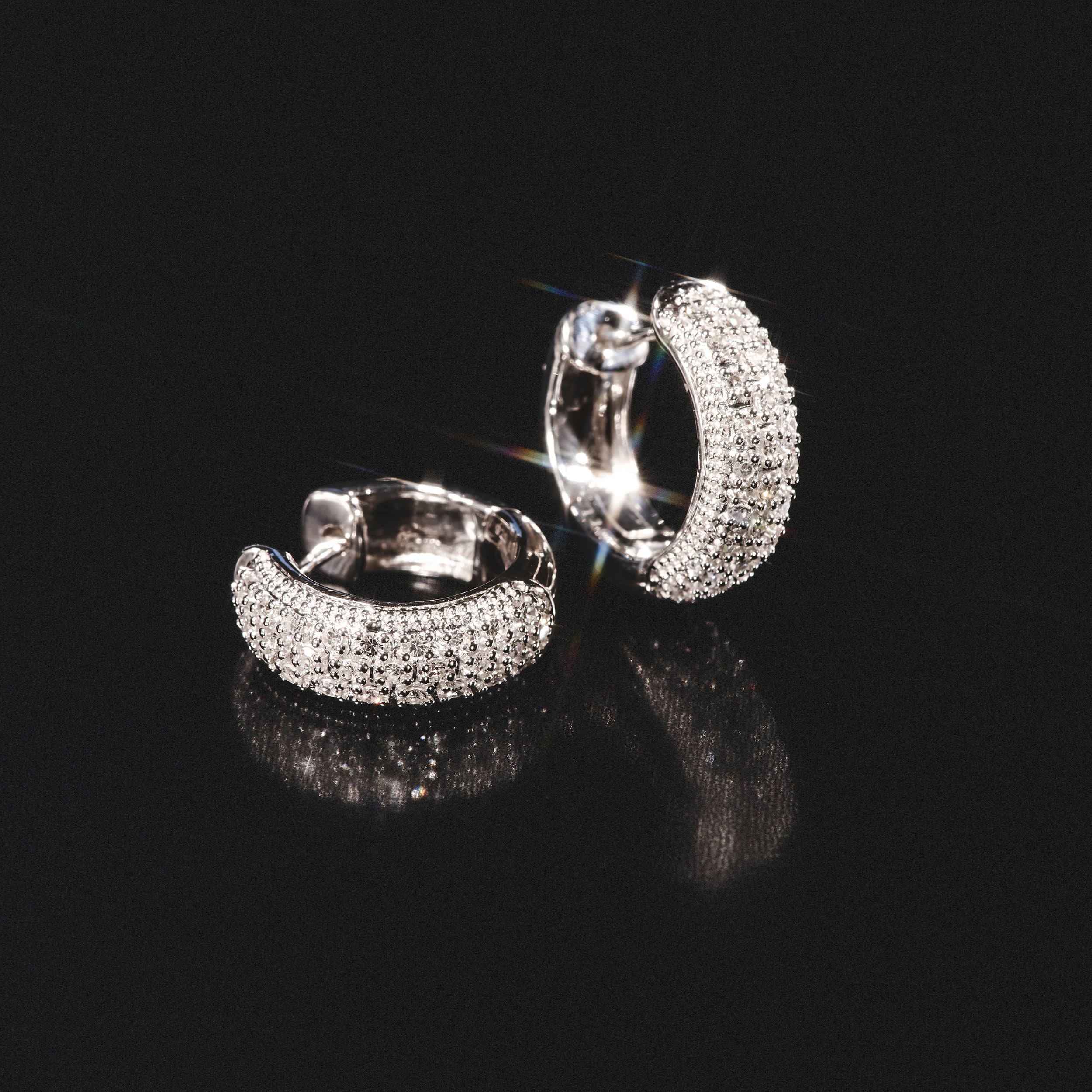Huggie Earrings Lab Diamond Pave Set 0.33ct in 925 Silver - Image 6