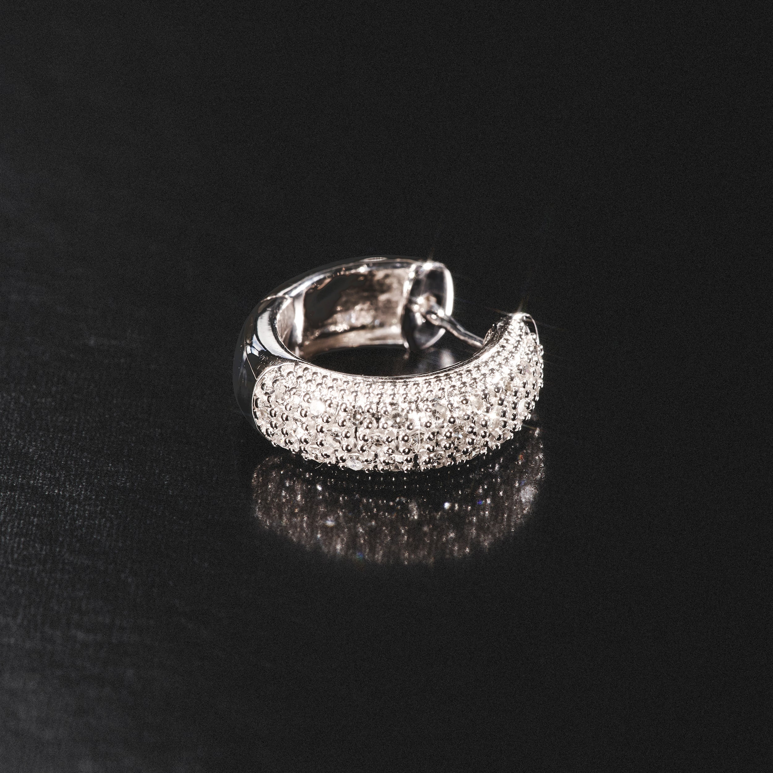 Huggie Earrings Lab Diamond Pave Set 0.33ct in 925 Silver - Image 8