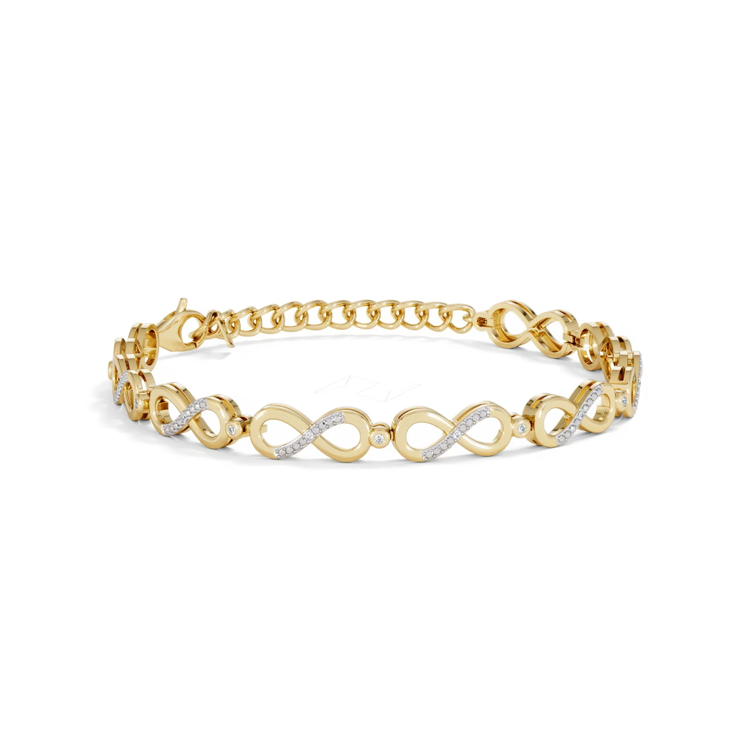 Infinity Love 0.05ct Lab Diamond Link Bracelet in 18K Gold Vermeil - Image 12