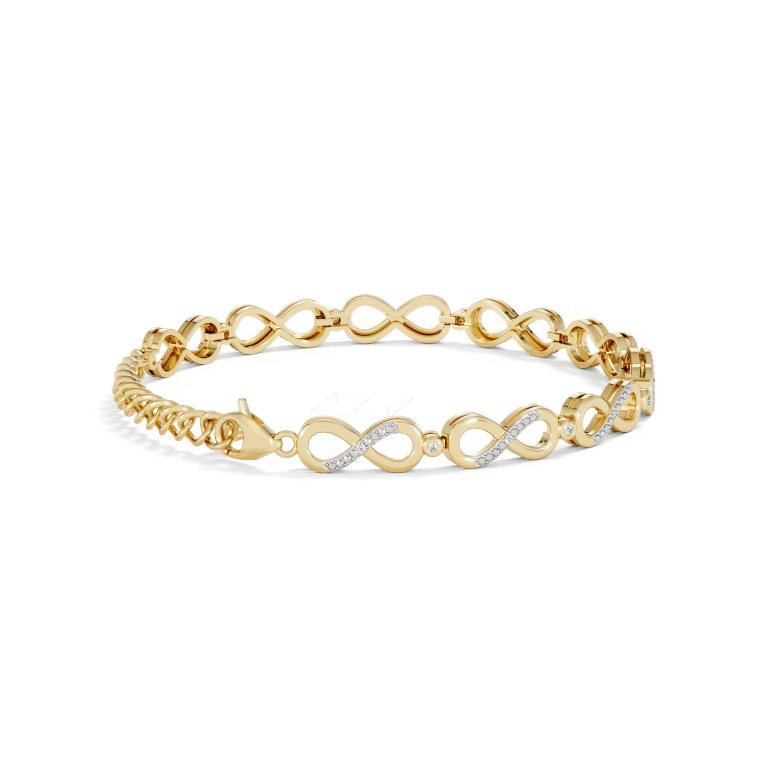 Infinity Love 0.05ct Lab Diamond Link Bracelet in 18K Gold Vermeil - Image 34