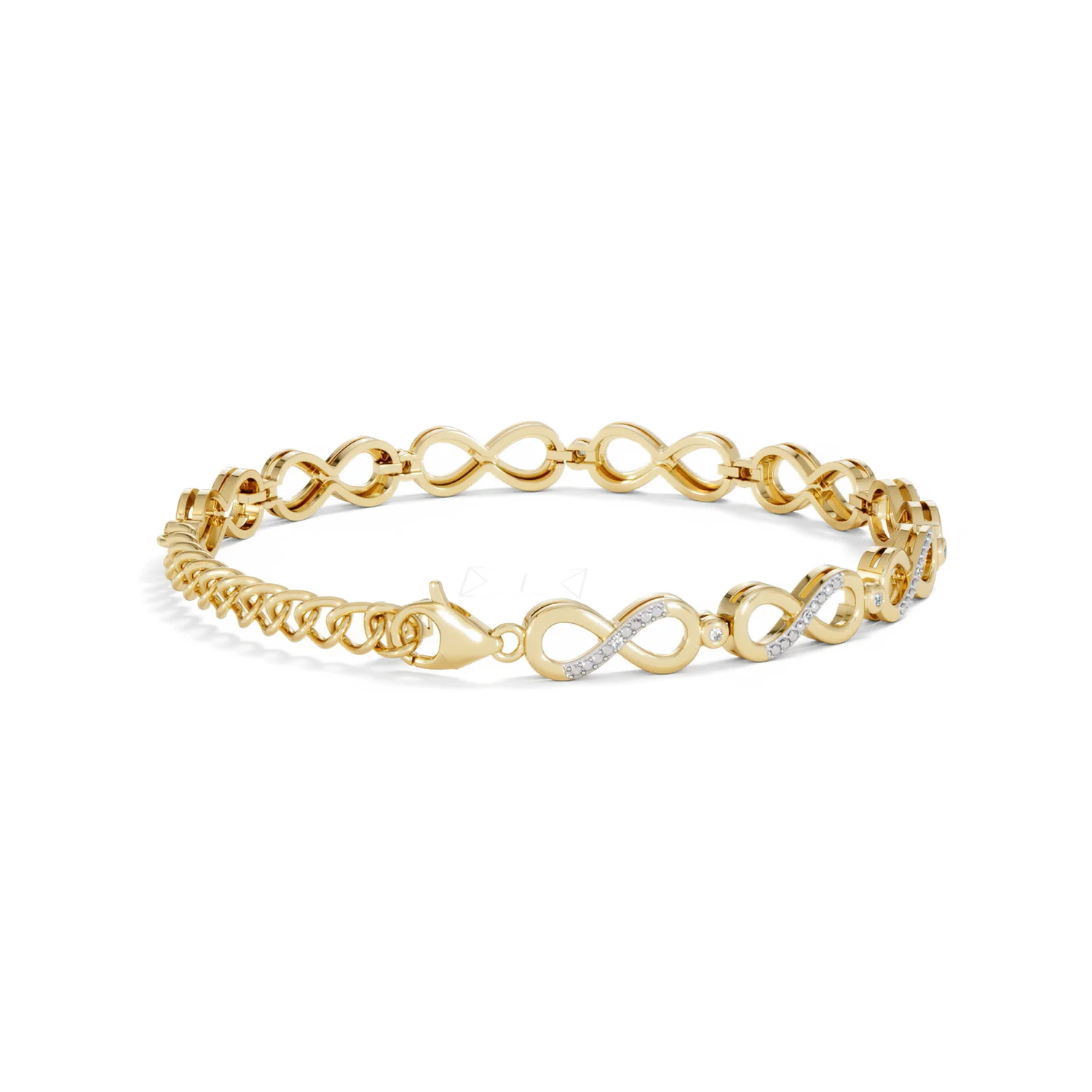 Infinity Love 0.05ct Lab Diamond Link Bracelet in 18K Gold Vermeil - Image 37