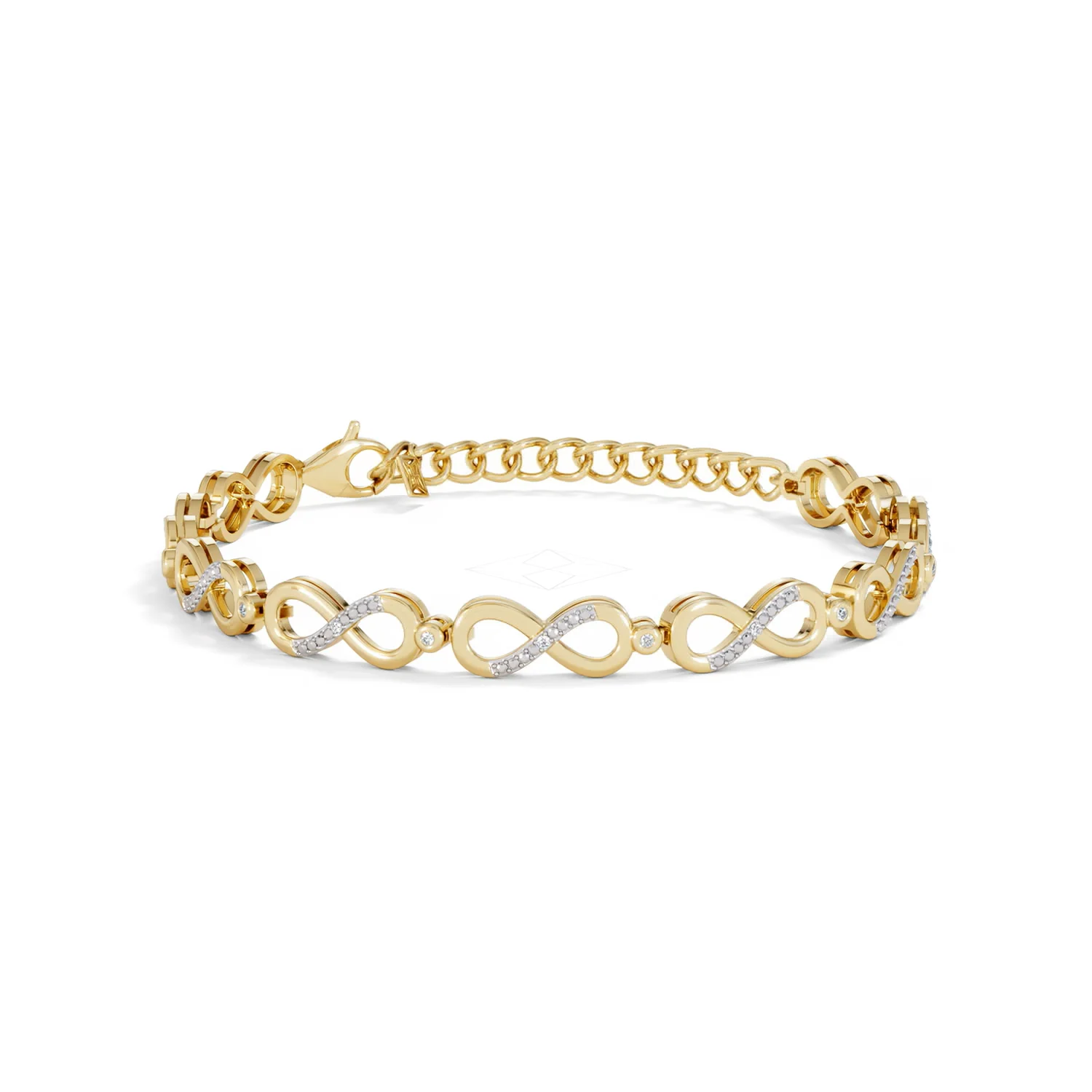 Infinity Love 0.05ct Lab Diamond Link Bracelet in 18K Gold Vermeil - Image 8