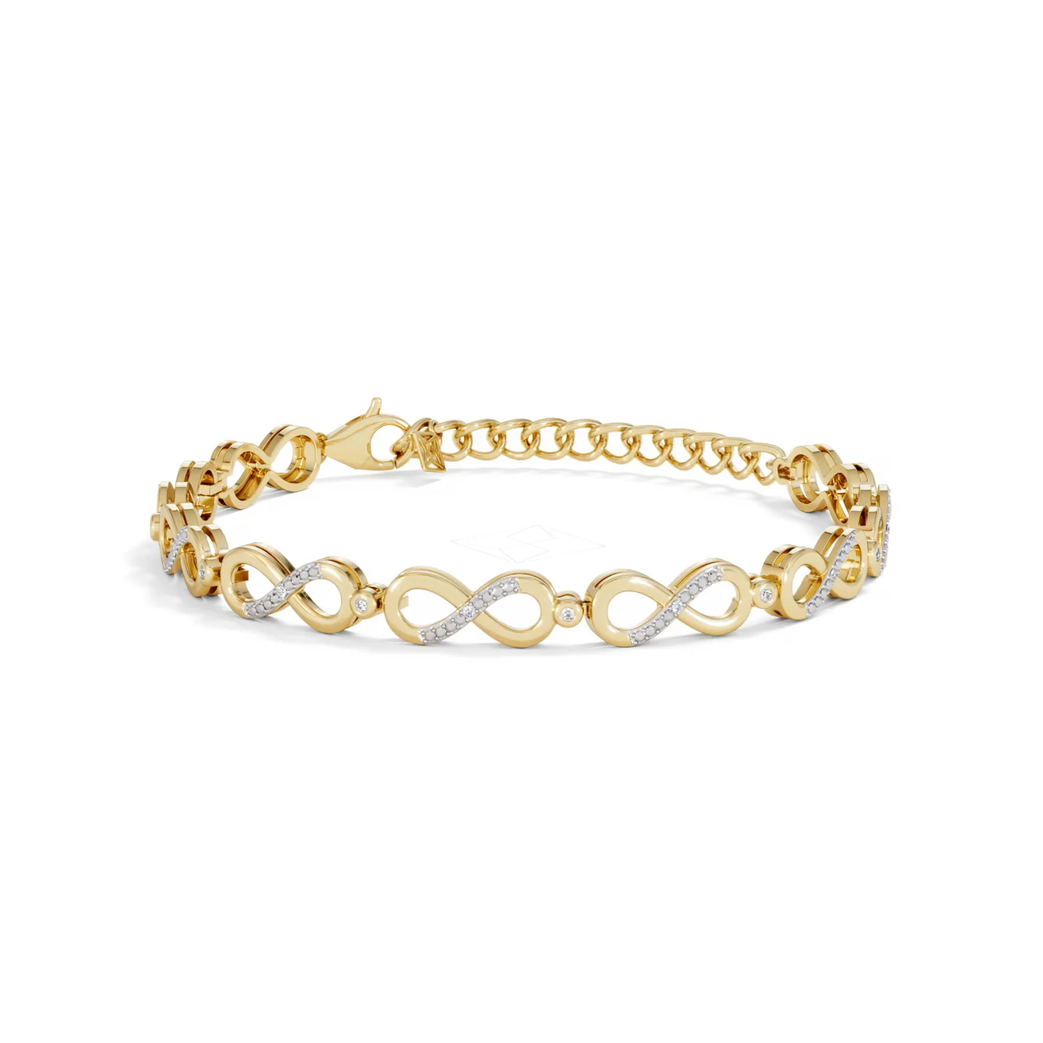 Infinity Love 0.05ct Lab Diamond Link Bracelet in 18K Gold Vermeil - Image 86