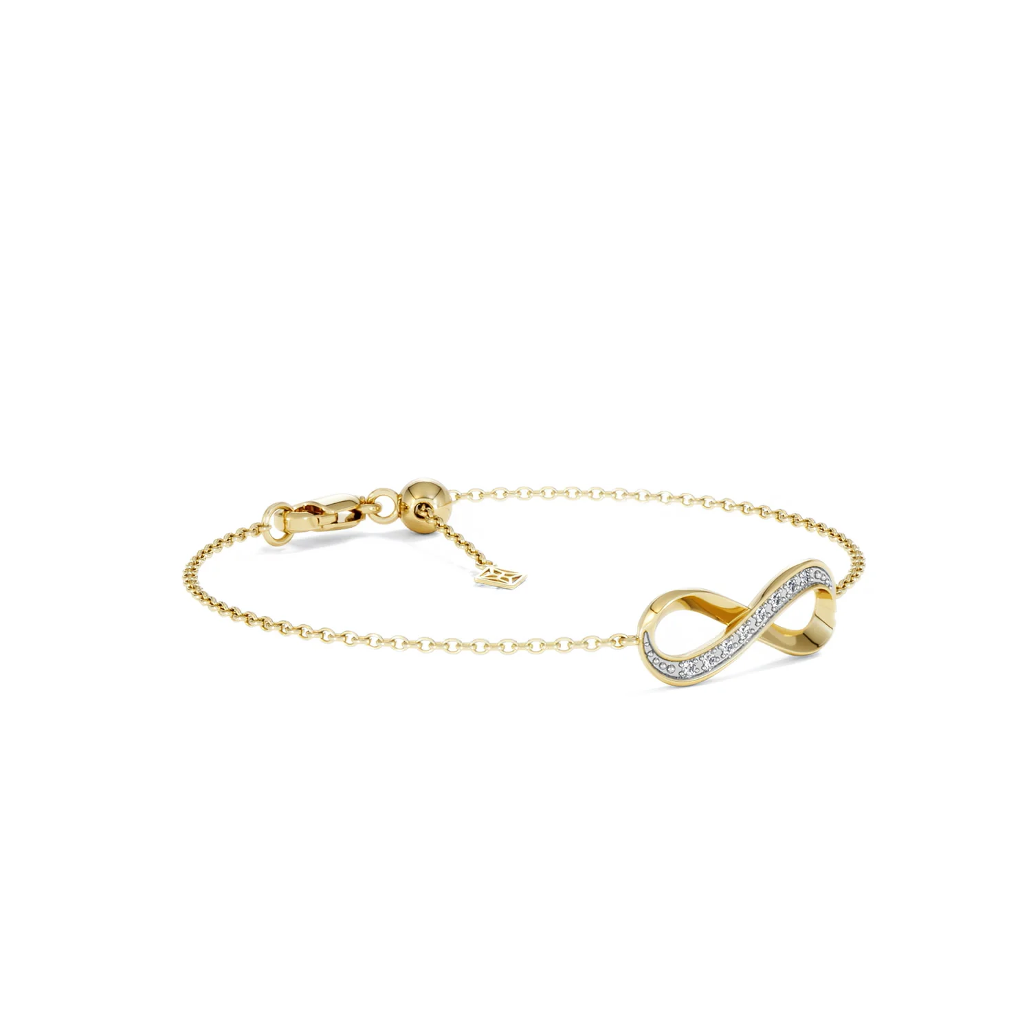 Infinity Love 0.08ct Lab Diamond Chain Bracelet in 18K Gold Vermeil - Image 17