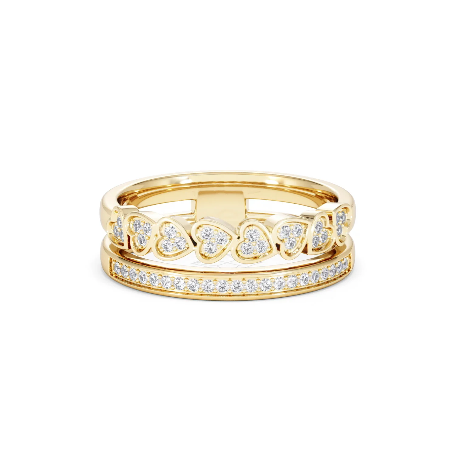 Interlocking Heart Stacking Lab Diamond Ring 0.20ct in 18K Gold Vermeil - Image 11