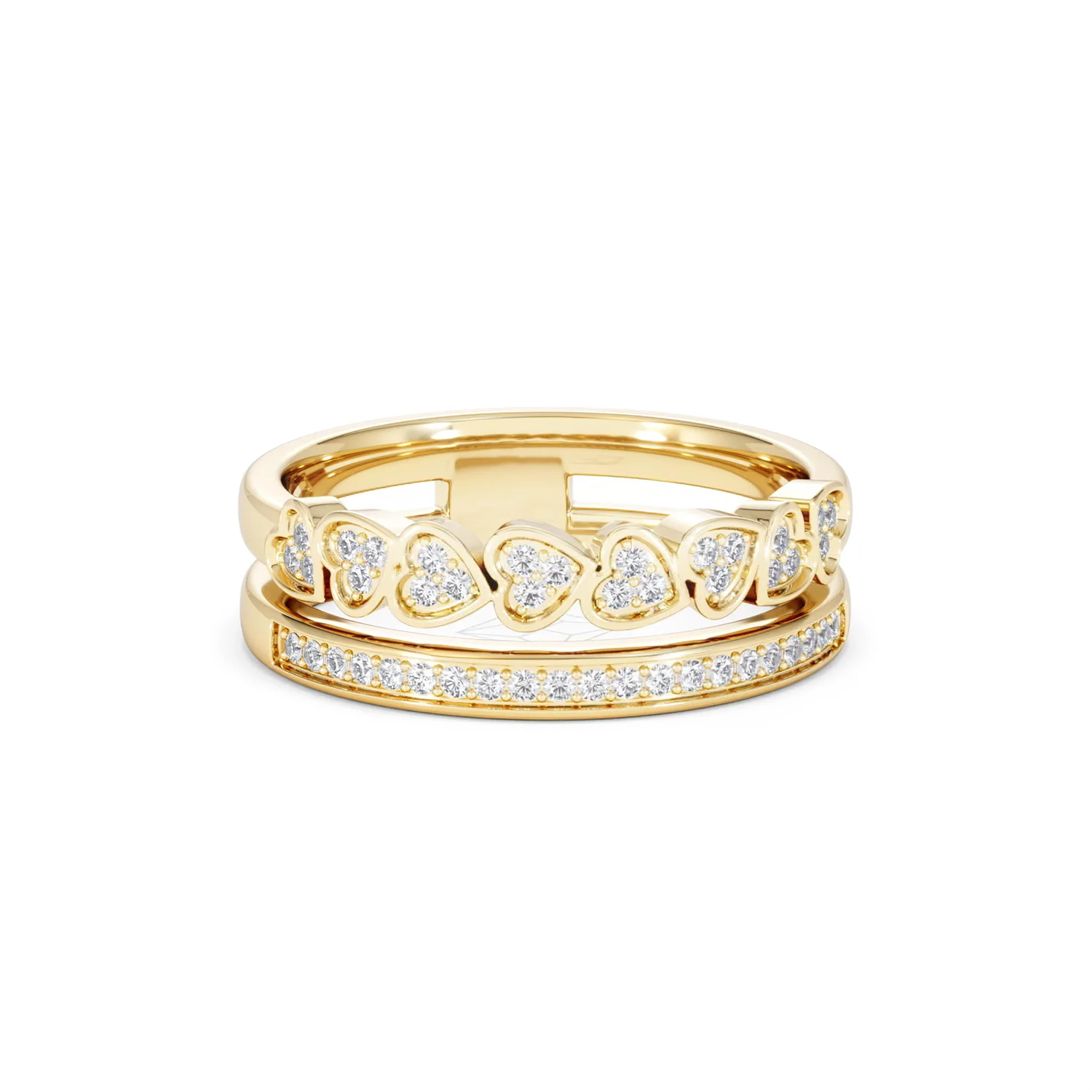 Interlocking Heart Stacking Lab Diamond Ring 0.20ct in 18K Gold Vermeil - Image 12