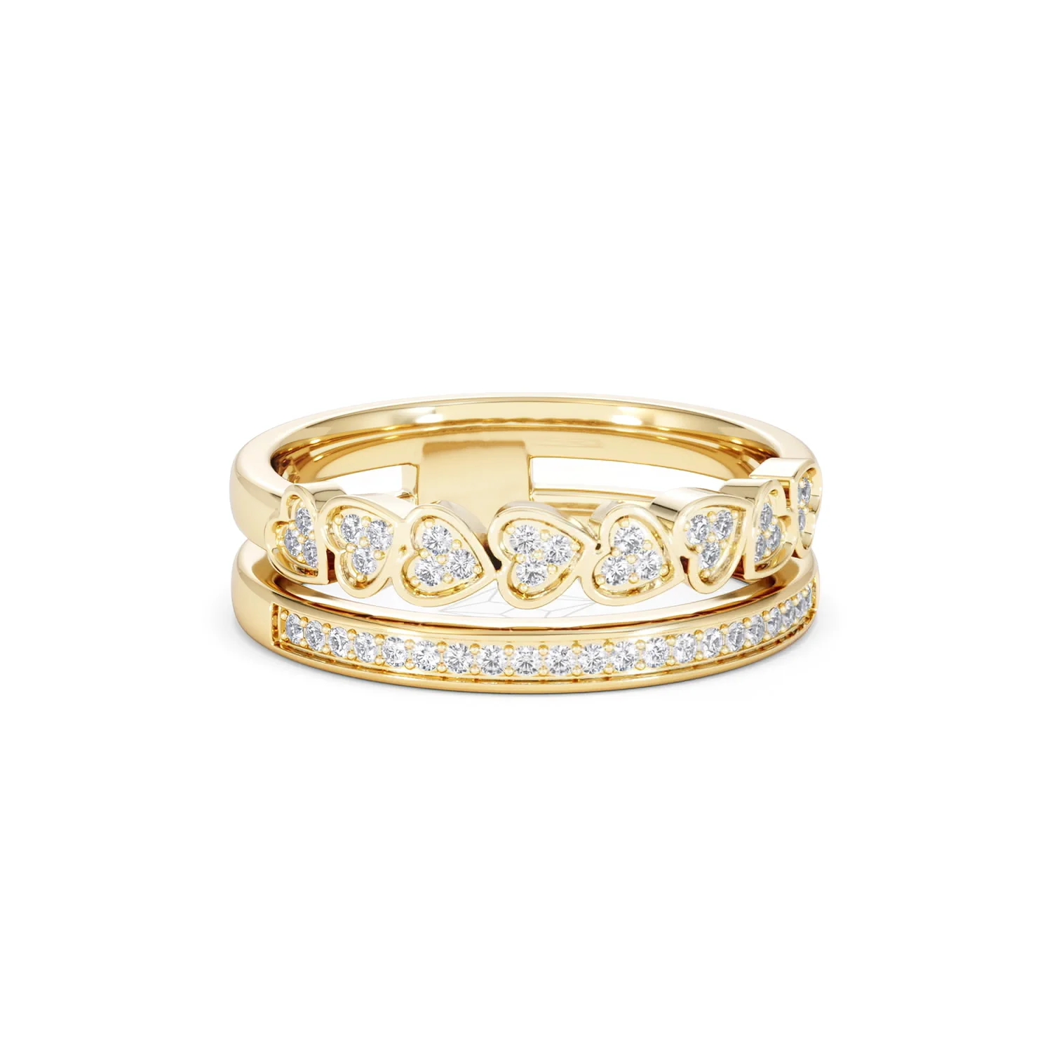 Interlocking Heart Stacking Lab Diamond Ring 0.20ct in 18K Gold Vermeil - Image 13