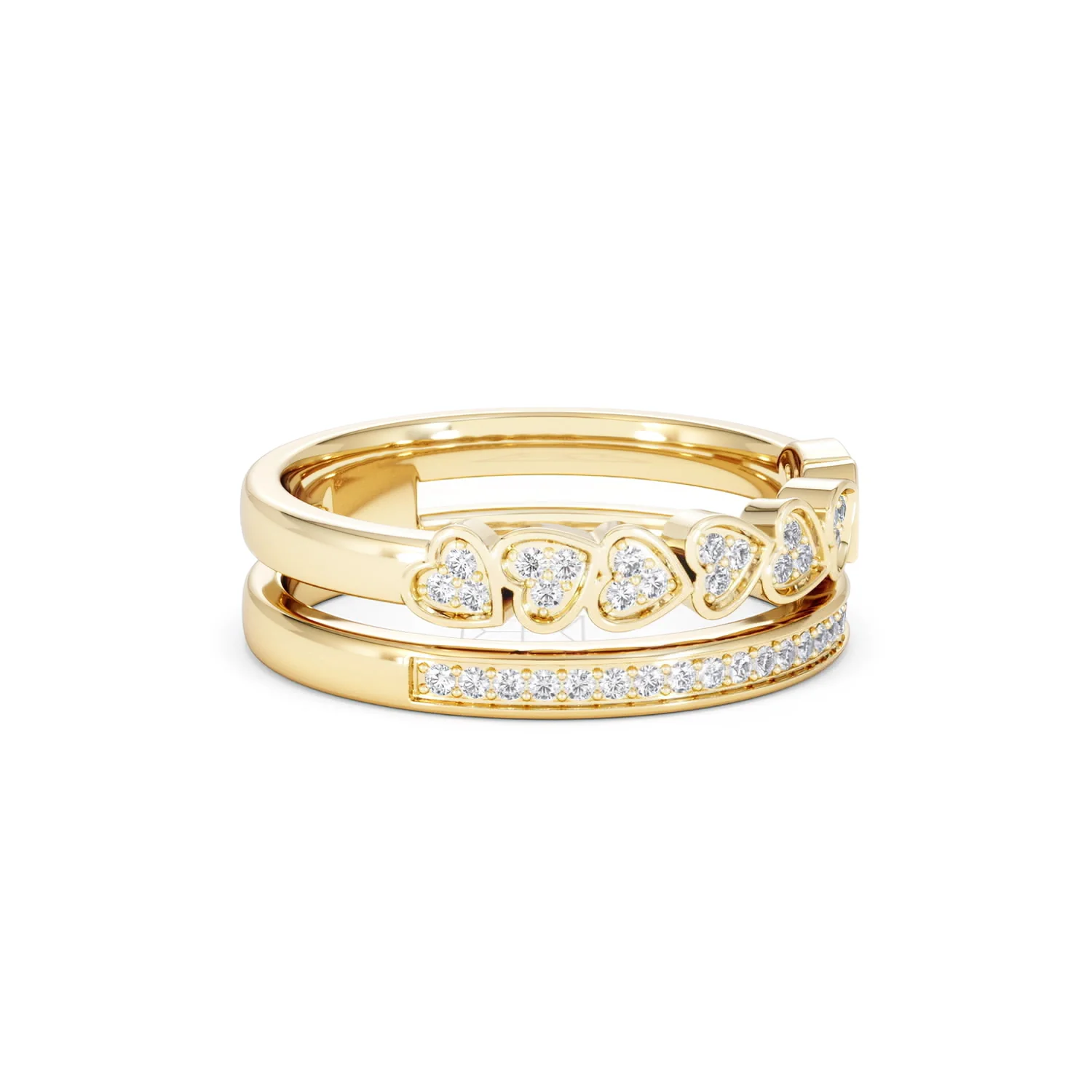 Interlocking Heart Stacking Lab Diamond Ring 0.20ct in 18K Gold Vermeil - Image 20