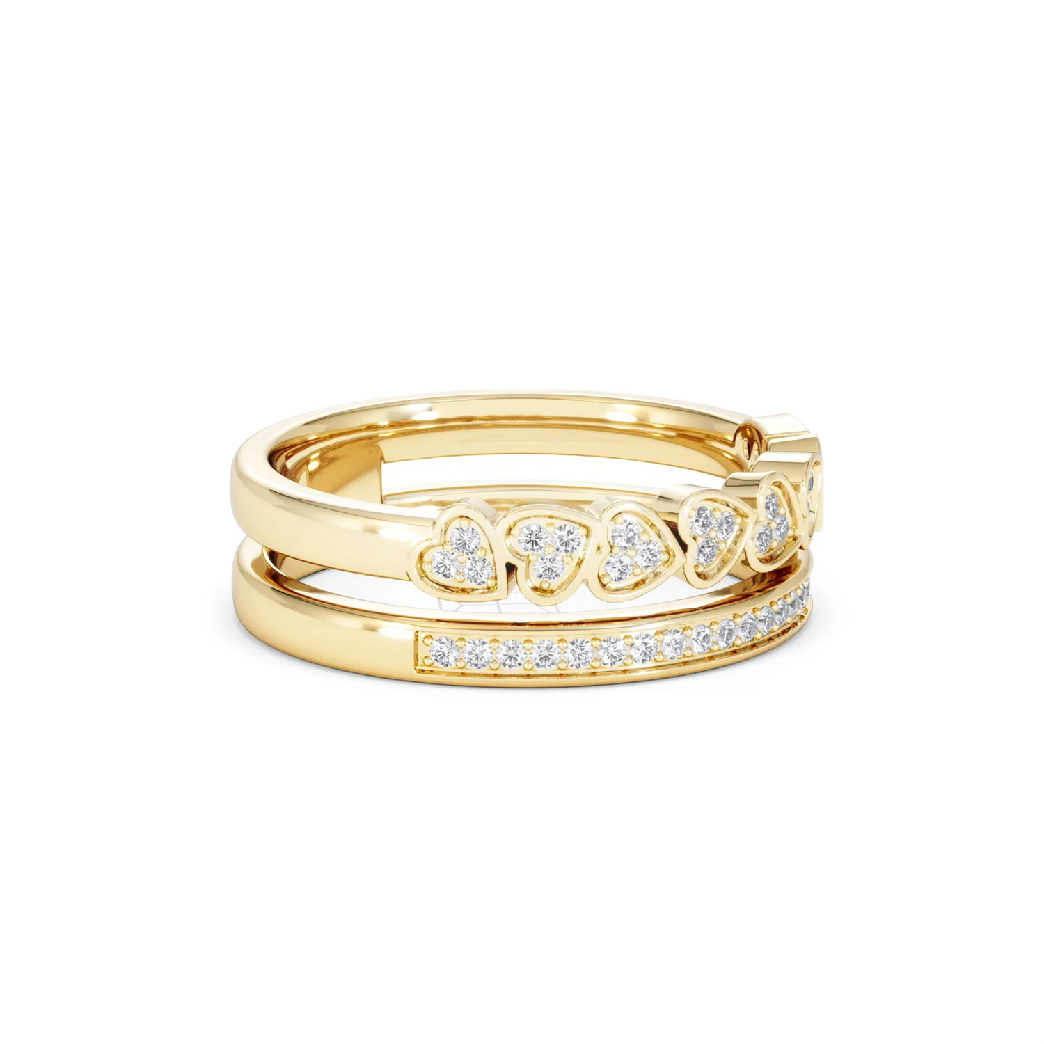 Interlocking Heart Stacking Lab Diamond Ring 0.20ct in 18K Gold Vermeil - Image 21