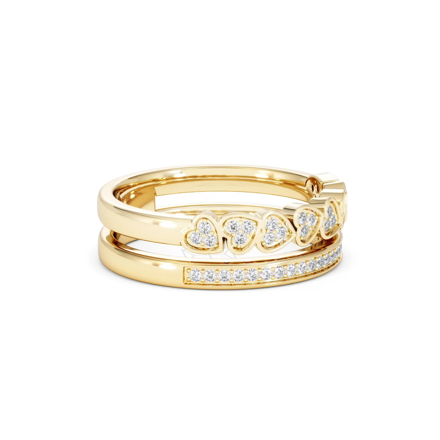 Interlocking Heart Stacking Lab Diamond Ring 0.20ct in 18K Gold Vermeil - Image 22