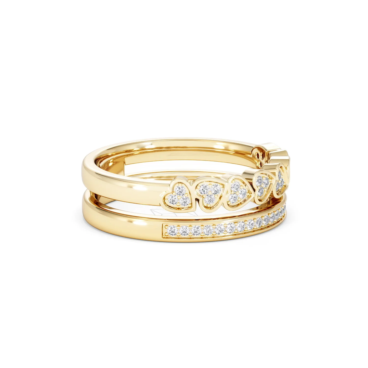 Interlocking Heart Stacking Lab Diamond Ring 0.20ct in 18K Gold Vermeil - Image 23