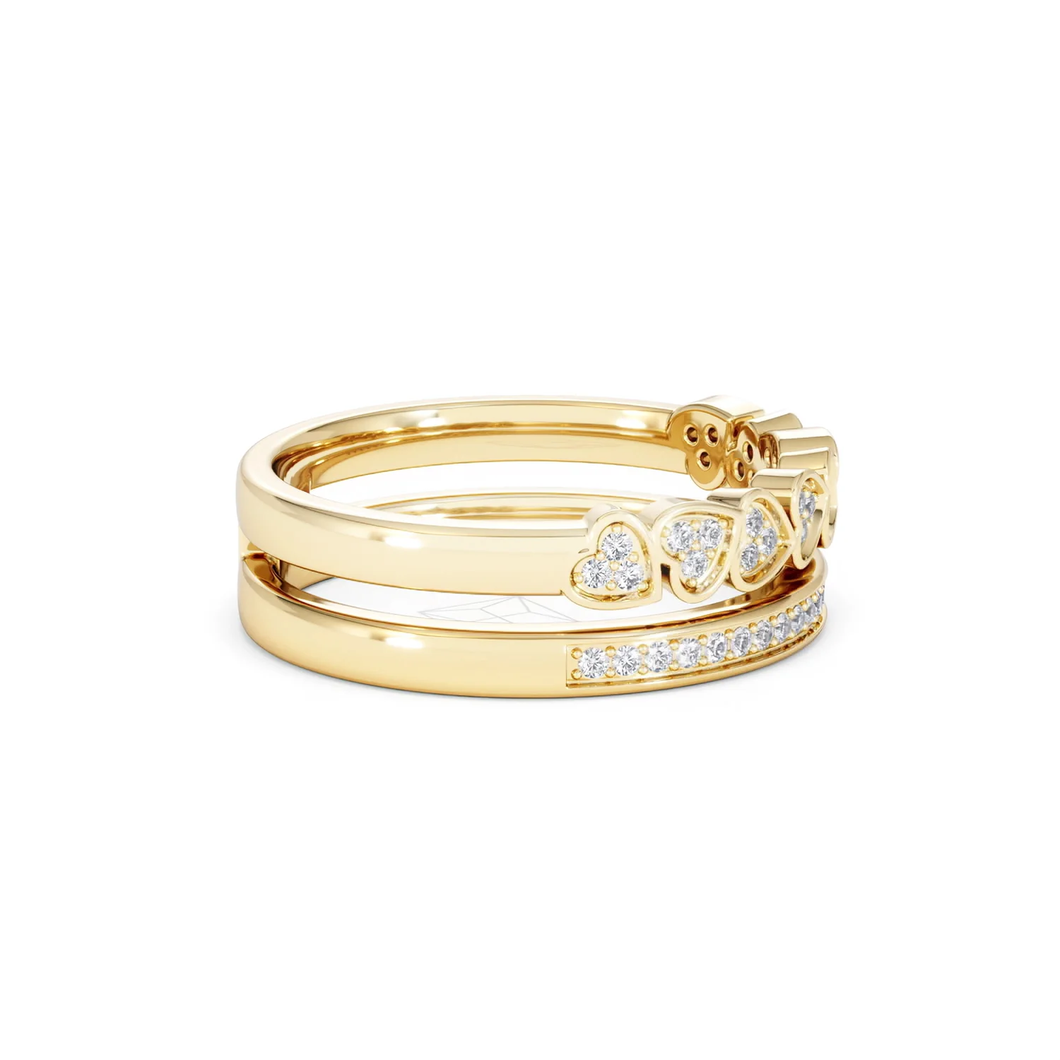 Interlocking Heart Stacking Lab Diamond Ring 0.20ct in 18K Gold Vermeil - Image 27