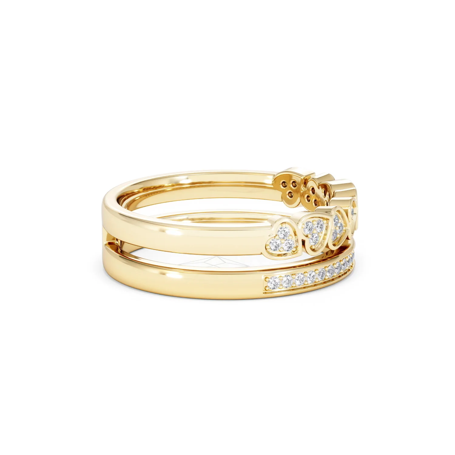 Interlocking Heart Stacking Lab Diamond Ring 0.20ct in 18K Gold Vermeil - Image 29