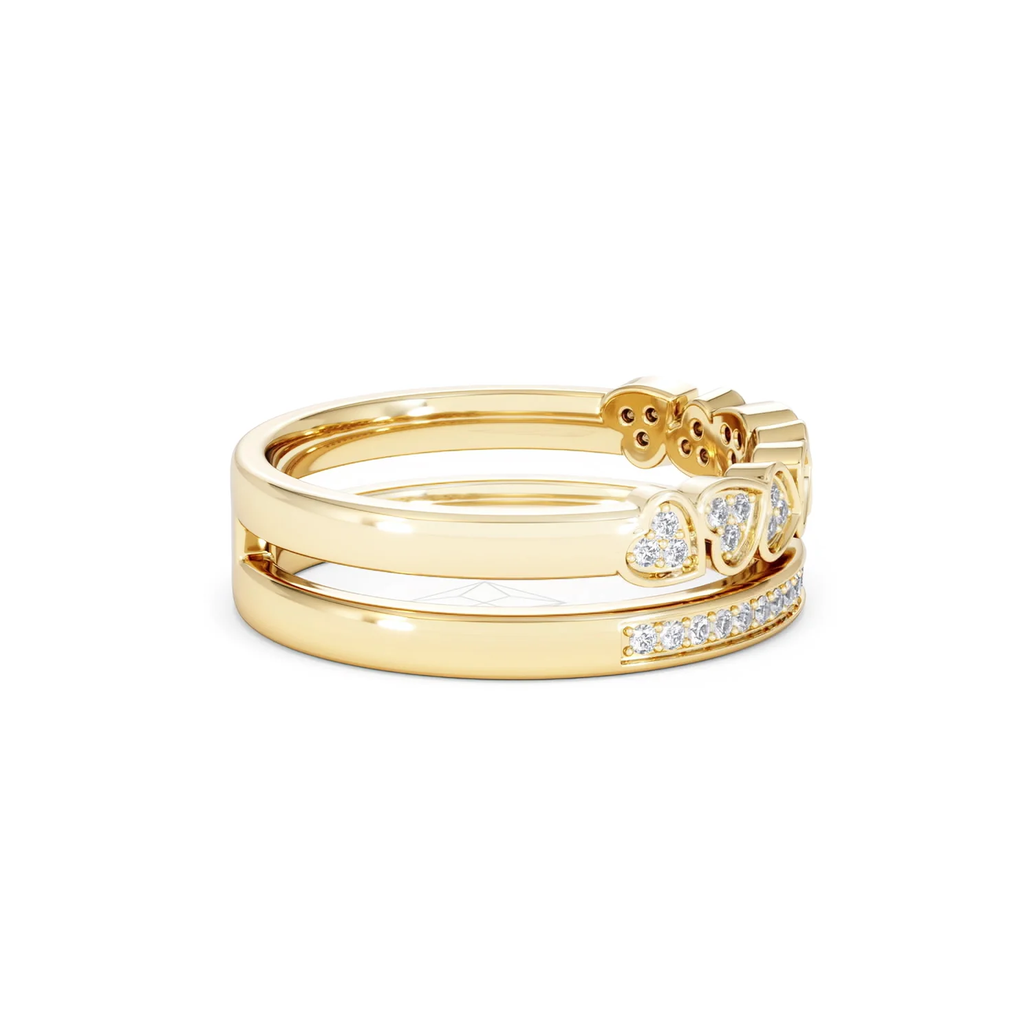 Interlocking Heart Stacking Lab Diamond Ring 0.20ct in 18K Gold Vermeil - Image 30
