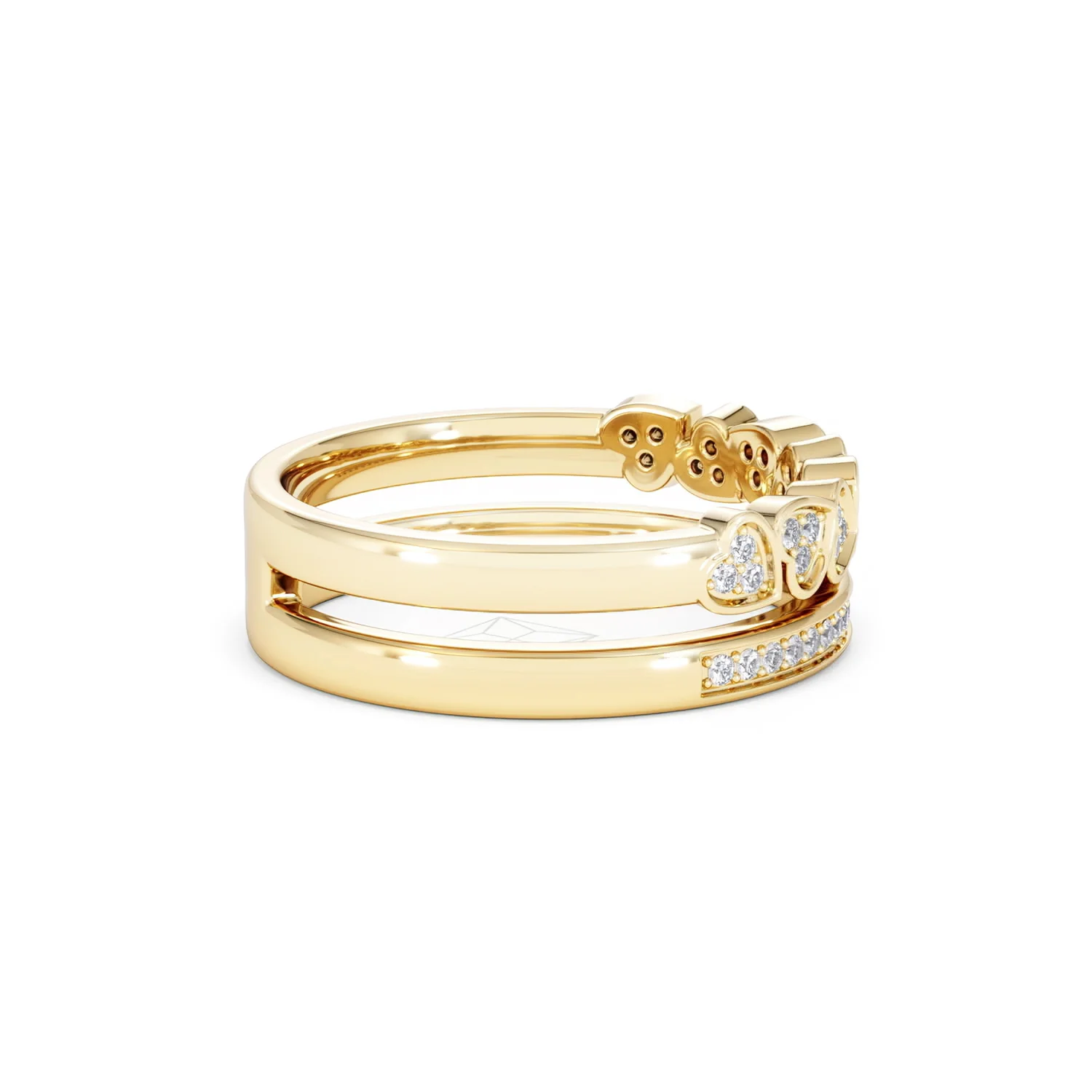 Interlocking Heart Stacking Lab Diamond Ring 0.20ct in 18K Gold Vermeil - Image 32