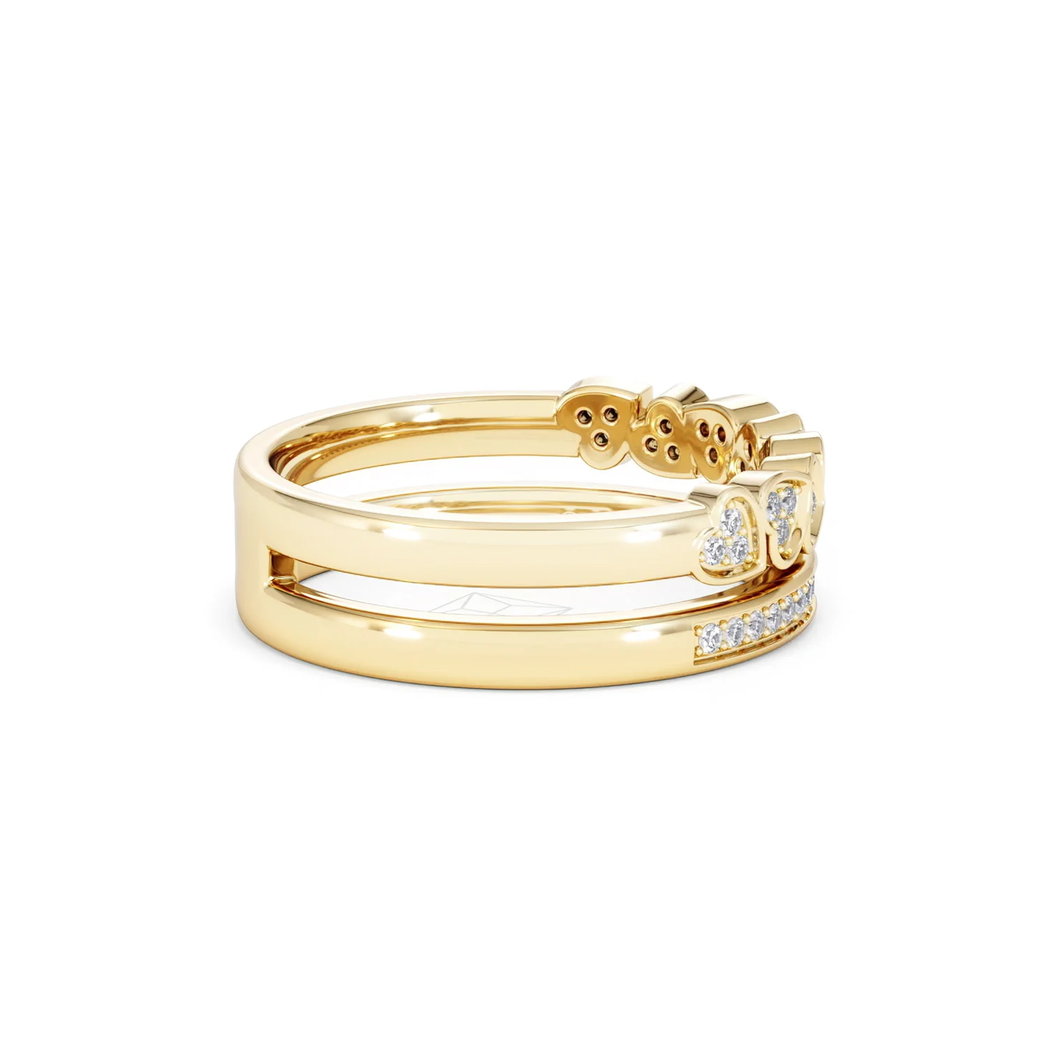 Interlocking Heart Stacking Lab Diamond Ring 0.20ct in 18K Gold Vermeil - Image 33