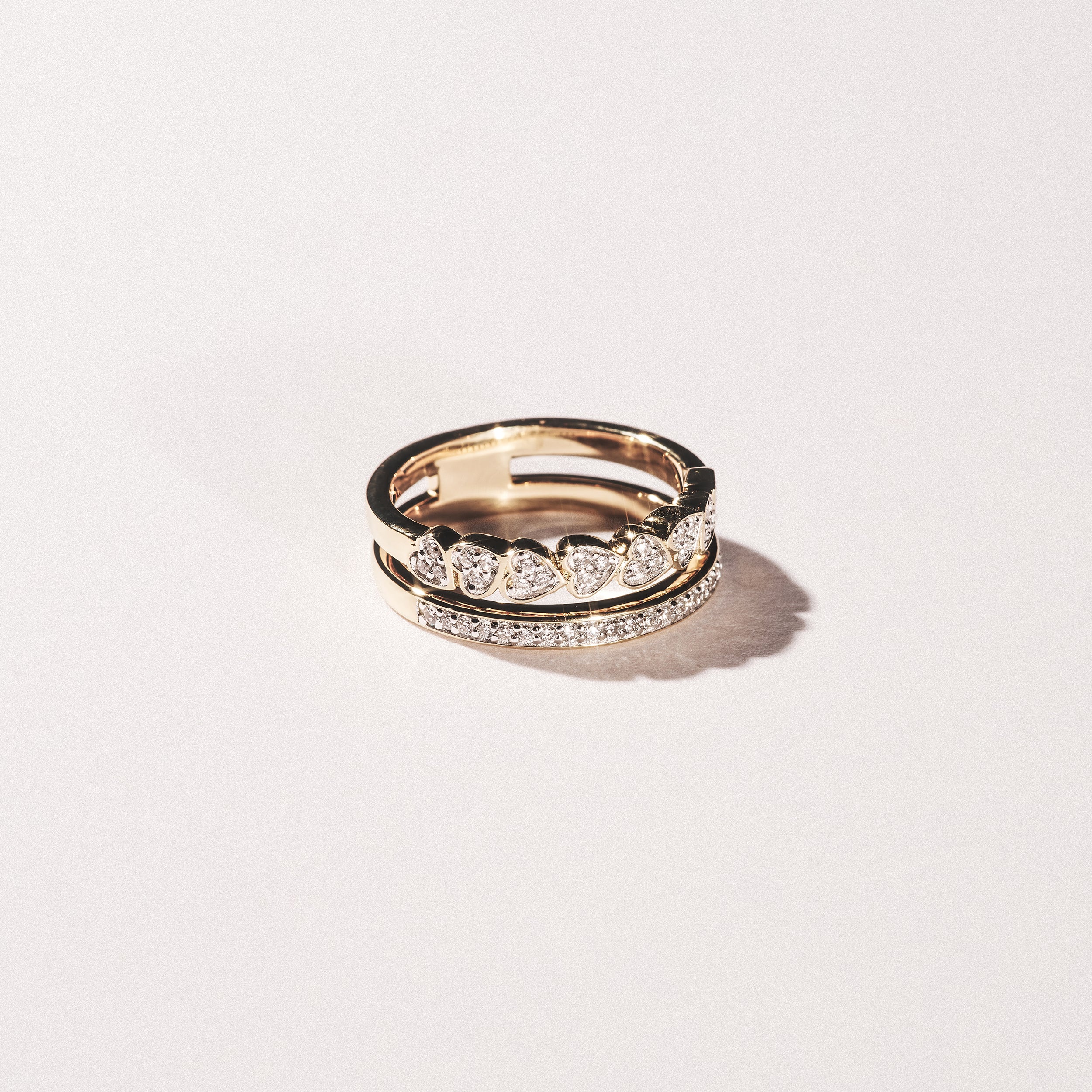 Interlocking Heart Stacking Lab Diamond Ring 0.20ct in 18K Gold Vermeil - Image 6