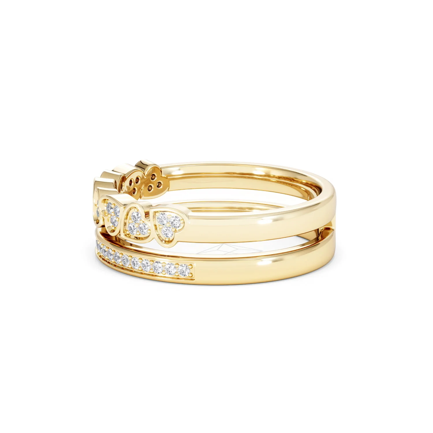 Interlocking Heart Stacking Lab Diamond Ring 0.20ct in 18K Gold Vermeil - Image 72