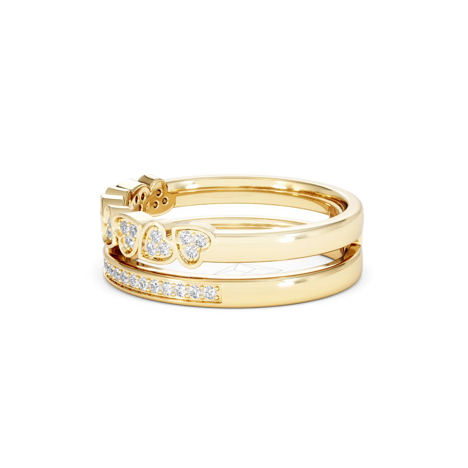 Interlocking Heart Stacking Lab Diamond Ring 0.20ct in 18K Gold Vermeil - Image 73
