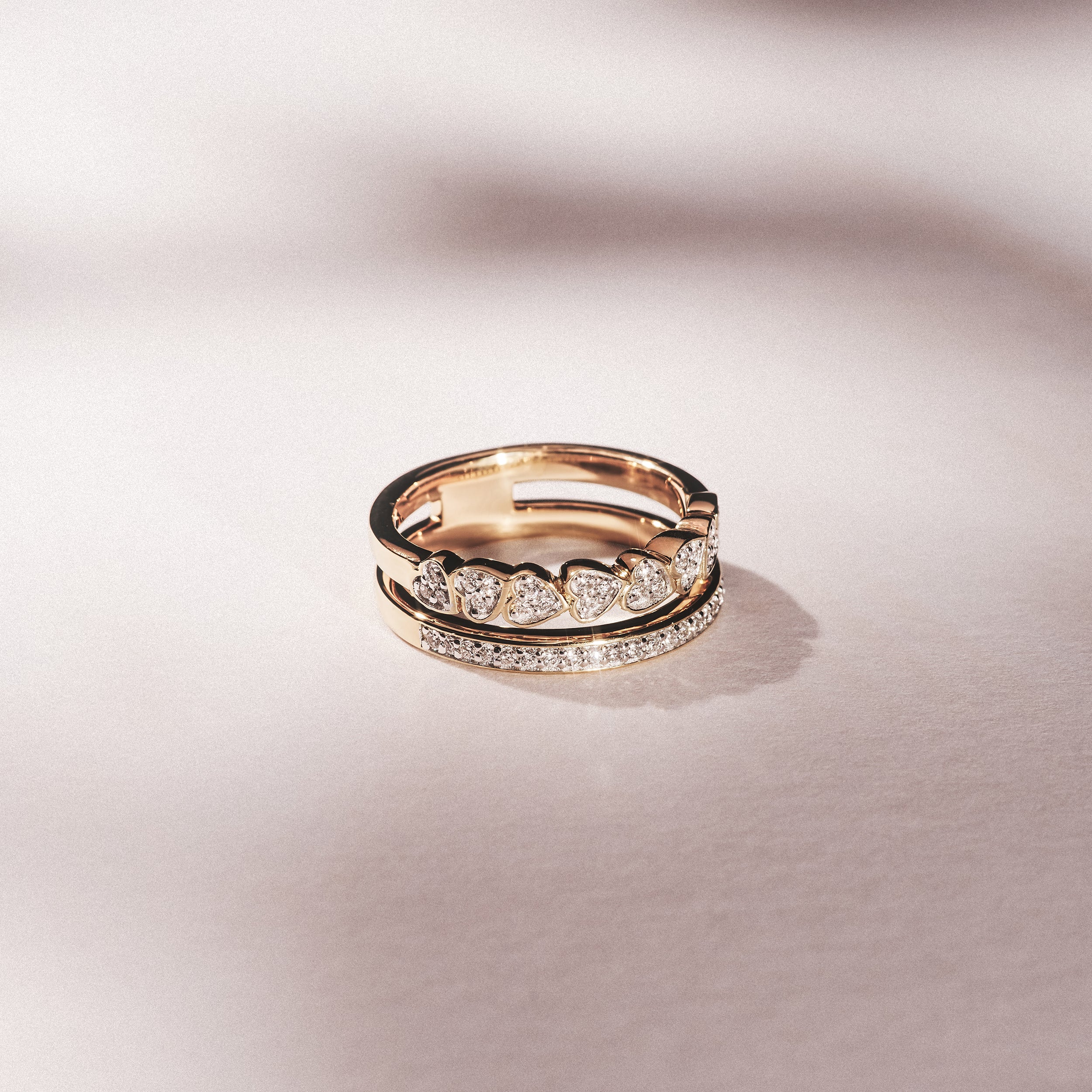 Interlocking Heart Stacking Lab Diamond Ring 0.20ct in 18K Gold Vermeil - Image 8