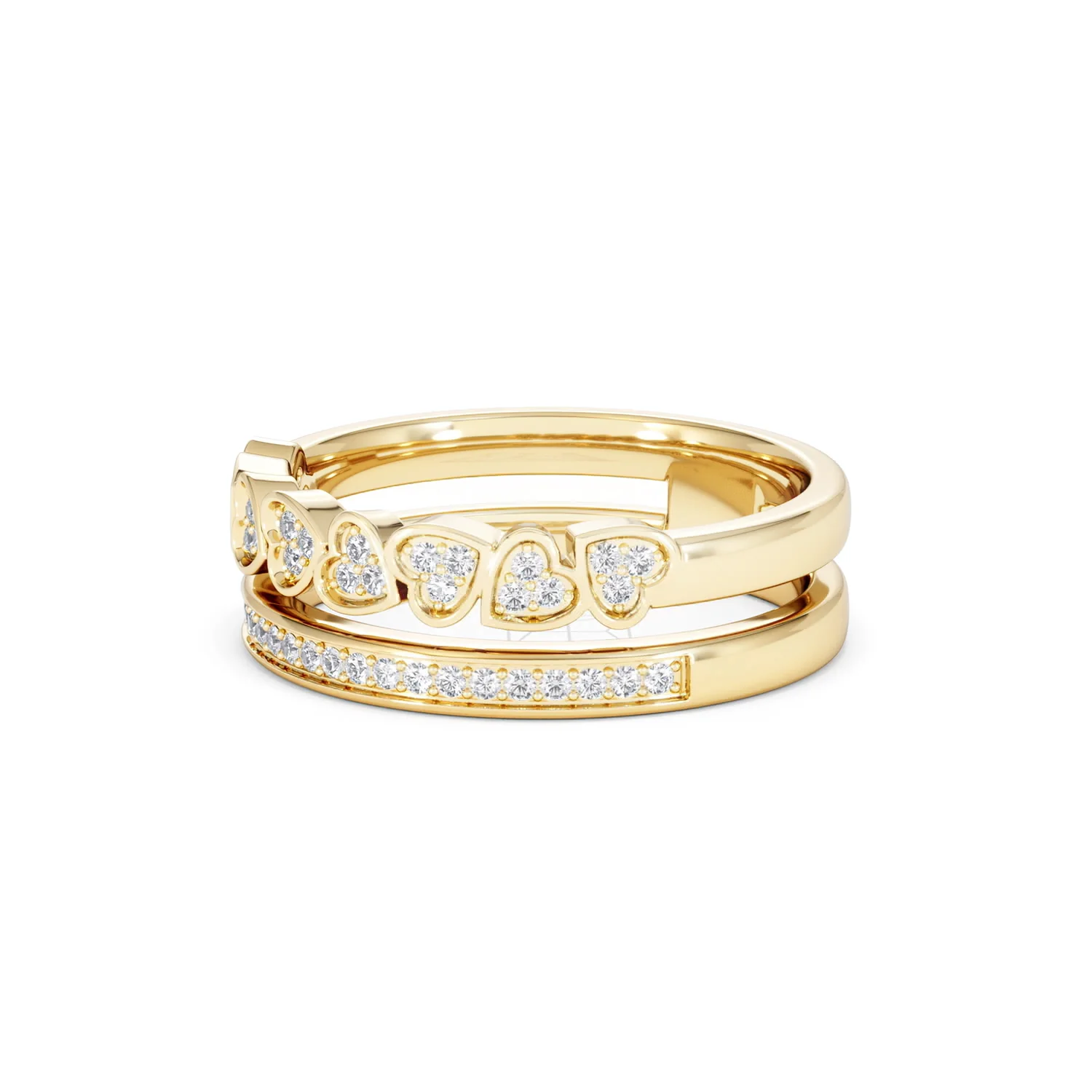 Interlocking Heart Stacking Lab Diamond Ring 0.20ct in 18K Gold Vermeil - Image 80