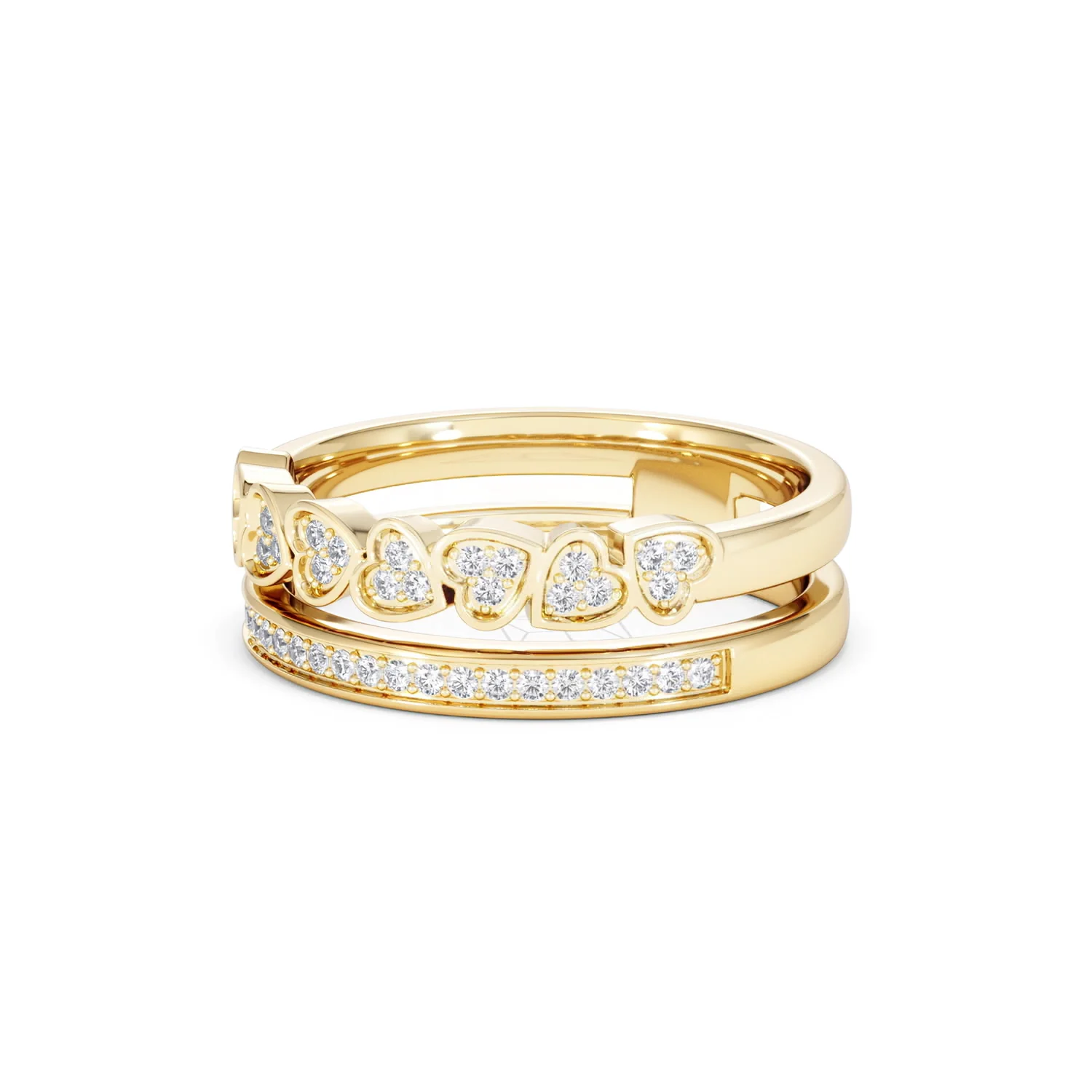 Interlocking Heart Stacking Lab Diamond Ring 0.20ct in 18K Gold Vermeil - Image 82