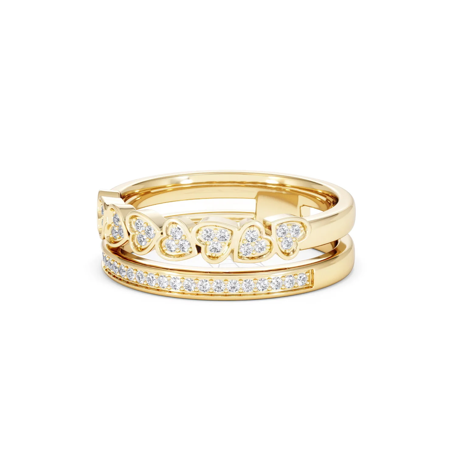 Interlocking Heart Stacking Lab Diamond Ring 0.20ct in 18K Gold Vermeil - Image 83