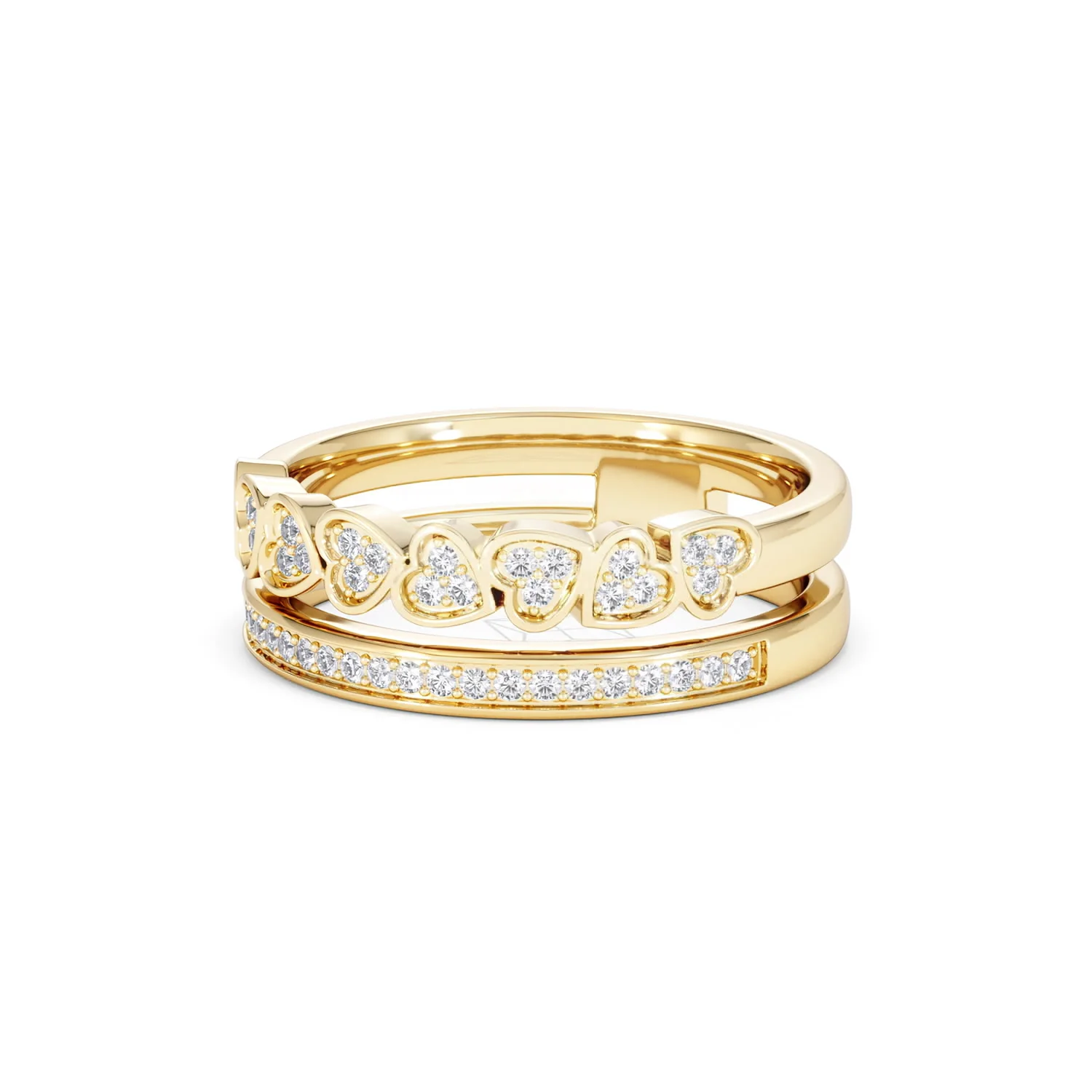 Interlocking Heart Stacking Lab Diamond Ring 0.20ct in 18K Gold Vermeil - Image 84