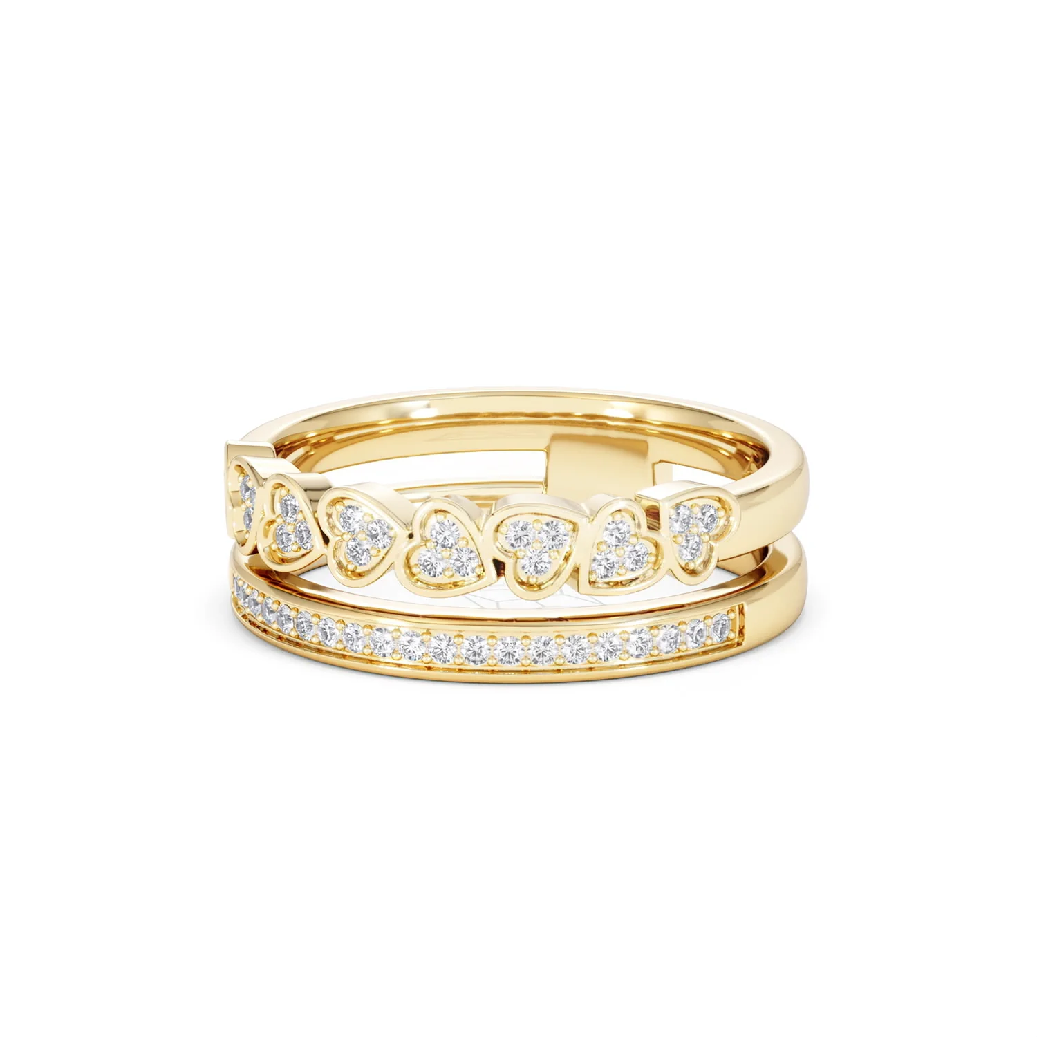 Interlocking Heart Stacking Lab Diamond Ring 0.20ct in 18K Gold Vermeil - Image 85