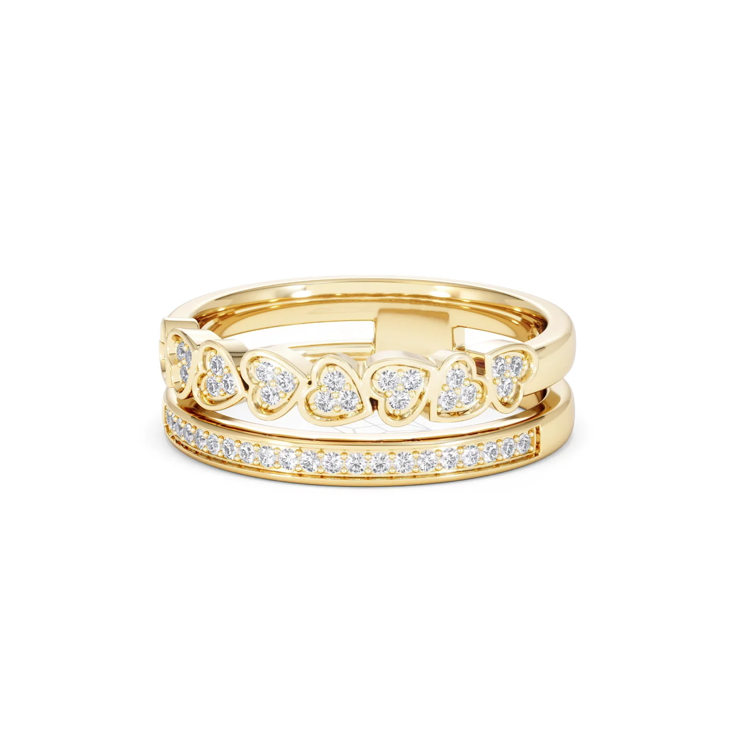 Interlocking Heart Stacking Lab Diamond Ring 0.20ct in 18K Gold Vermeil - Image 86