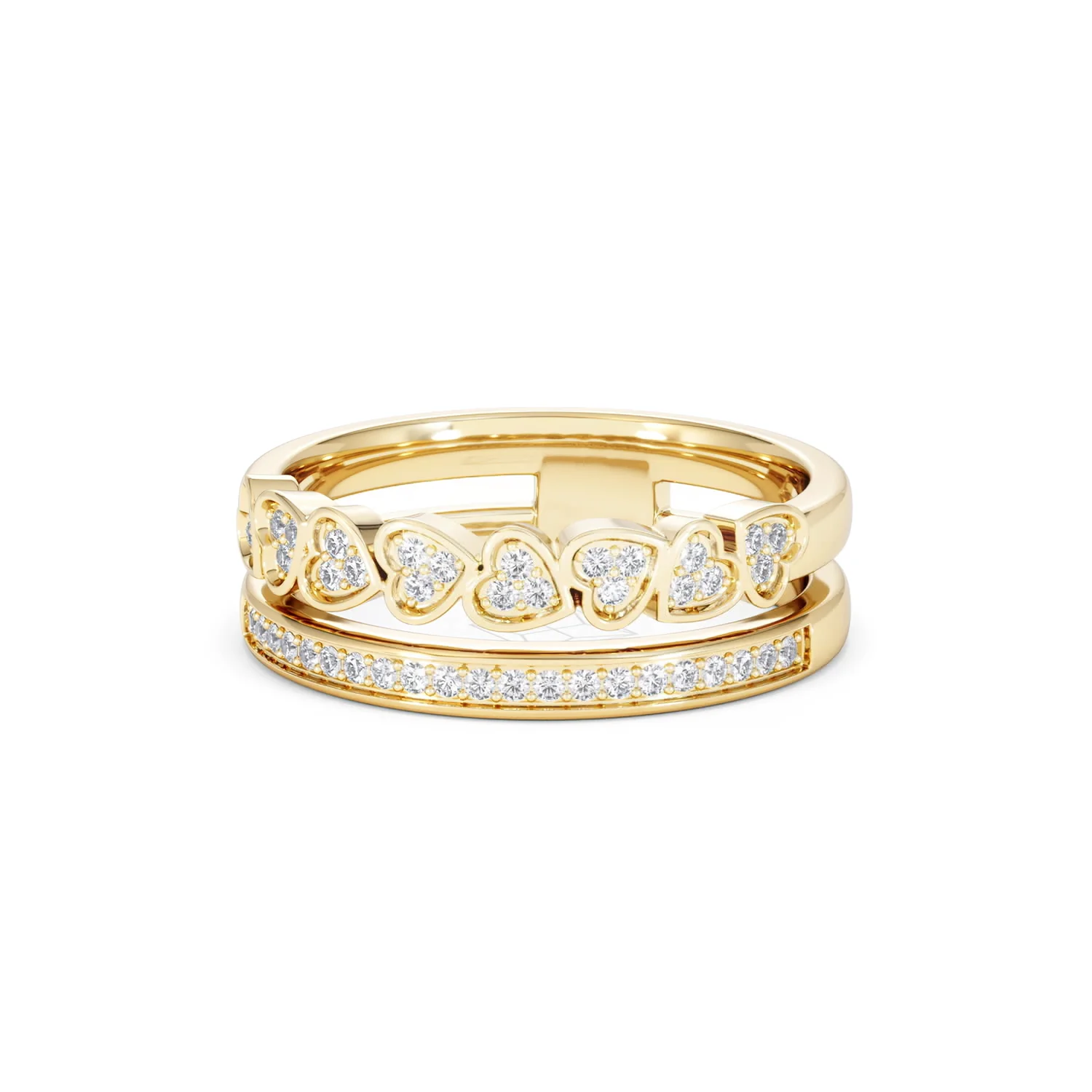 Interlocking Heart Stacking Lab Diamond Ring 0.20ct in 18K Gold Vermeil - Image 87