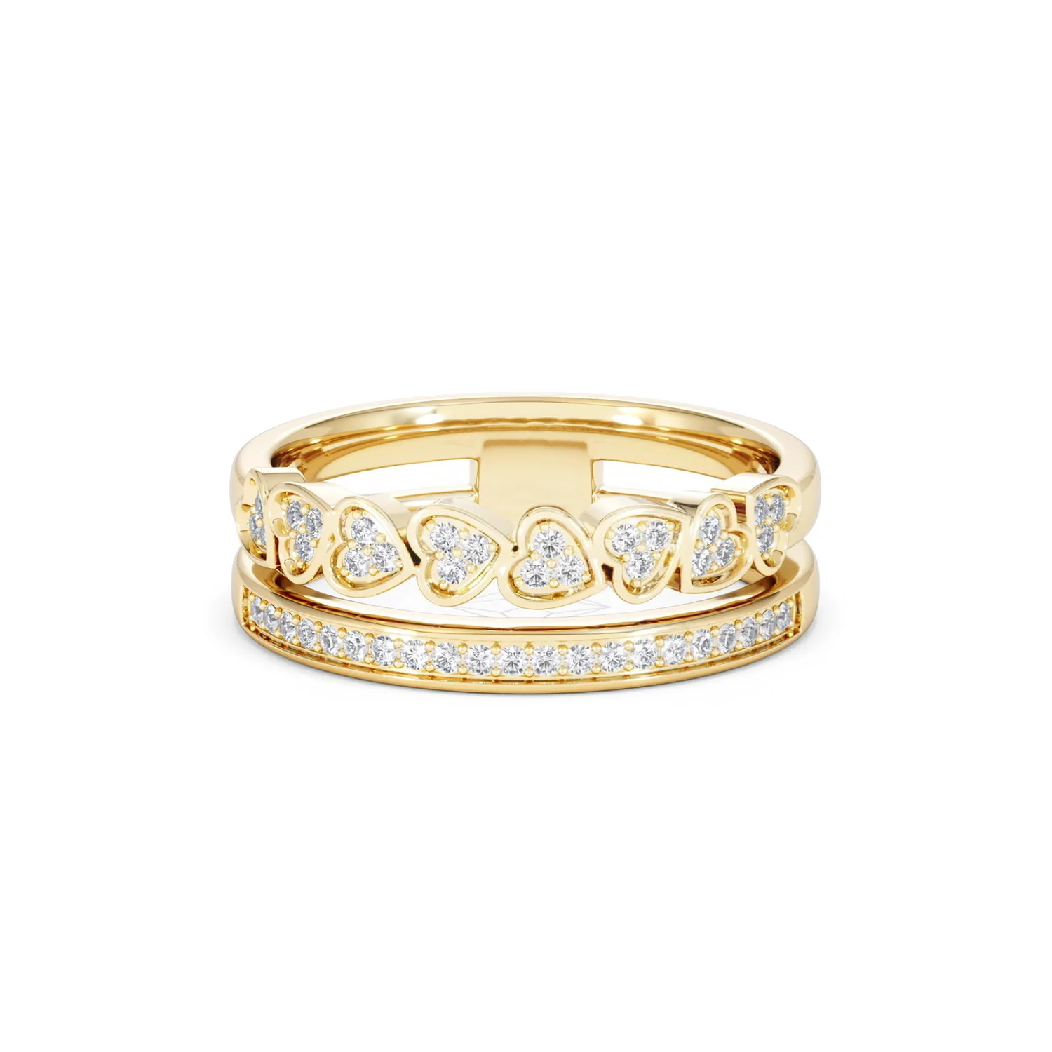 Interlocking Heart Stacking Lab Diamond Ring 0.20ct in 18K Gold Vermeil - Image 89