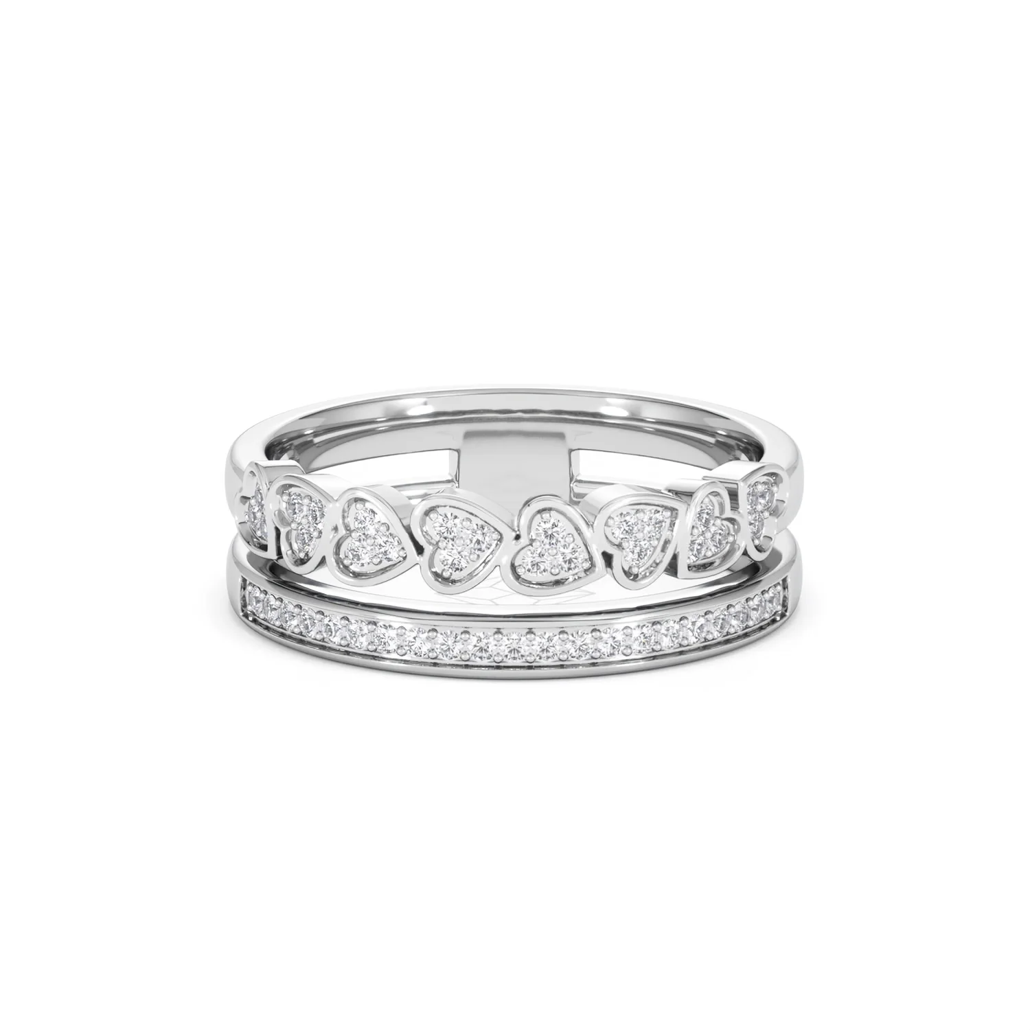 Interlocking Heart Stacking Lab Diamond Ring 0.20ct in 925 Silver - Image 11