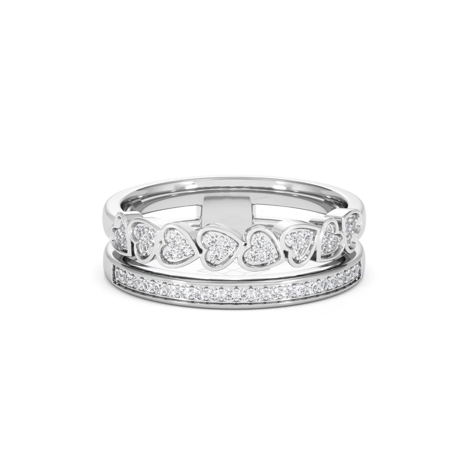 Interlocking Heart Stacking Lab Diamond Ring 0.20ct in 925 Silver - Image 12