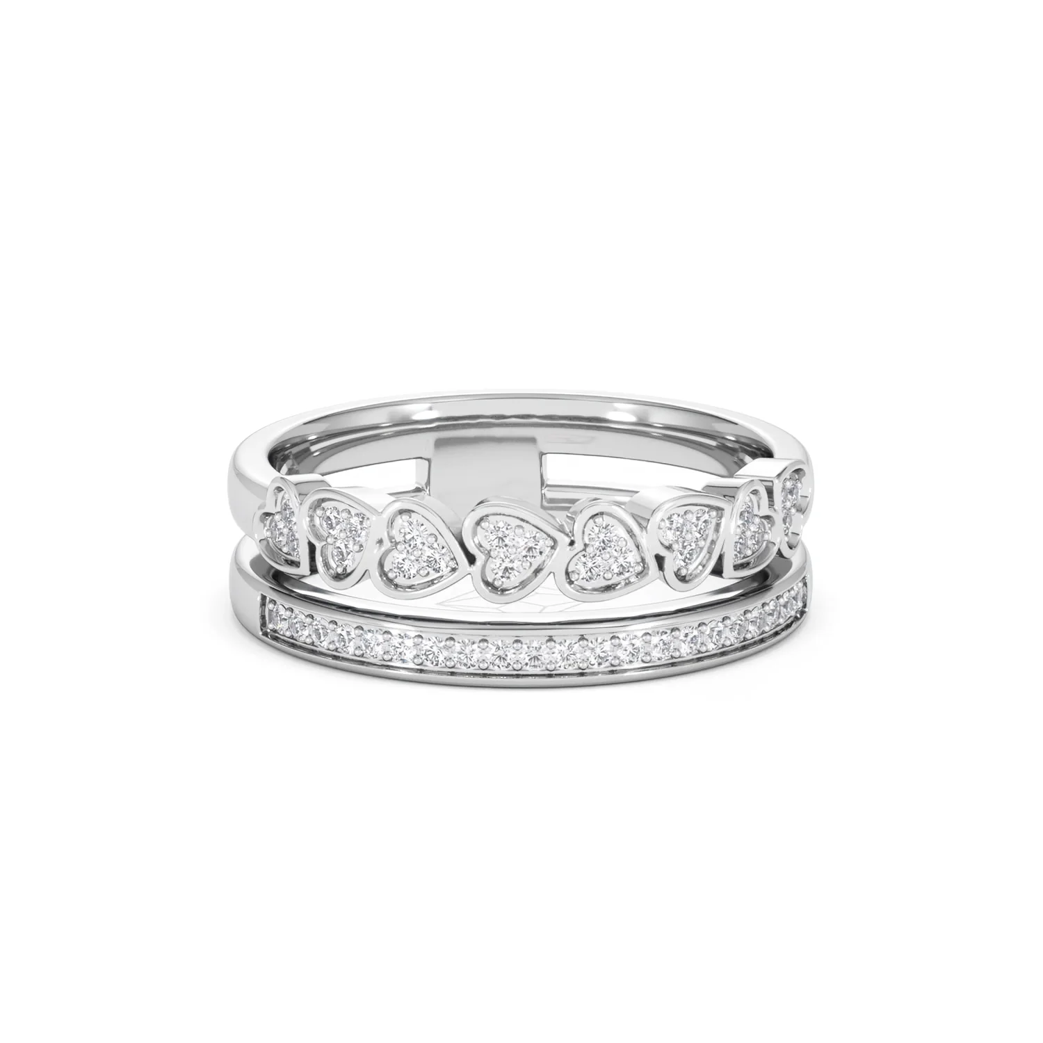 Interlocking Heart Stacking Lab Diamond Ring 0.20ct in 925 Silver - Image 13