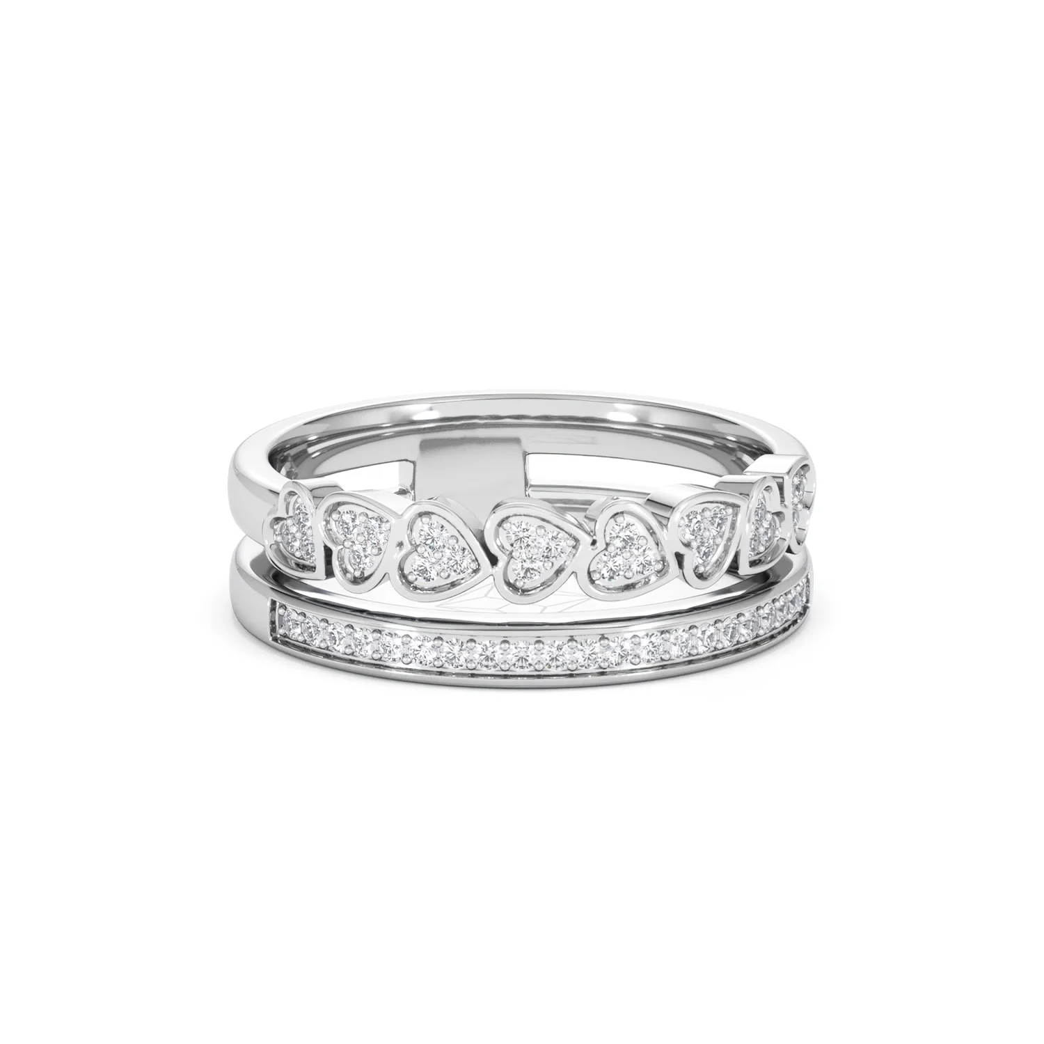 Interlocking Heart Stacking Lab Diamond Ring 0.20ct in 925 Silver - Image 14