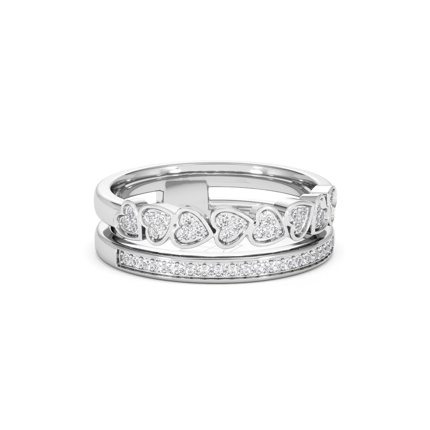 Interlocking Heart Stacking Lab Diamond Ring 0.20ct in 925 Silver - Image 15