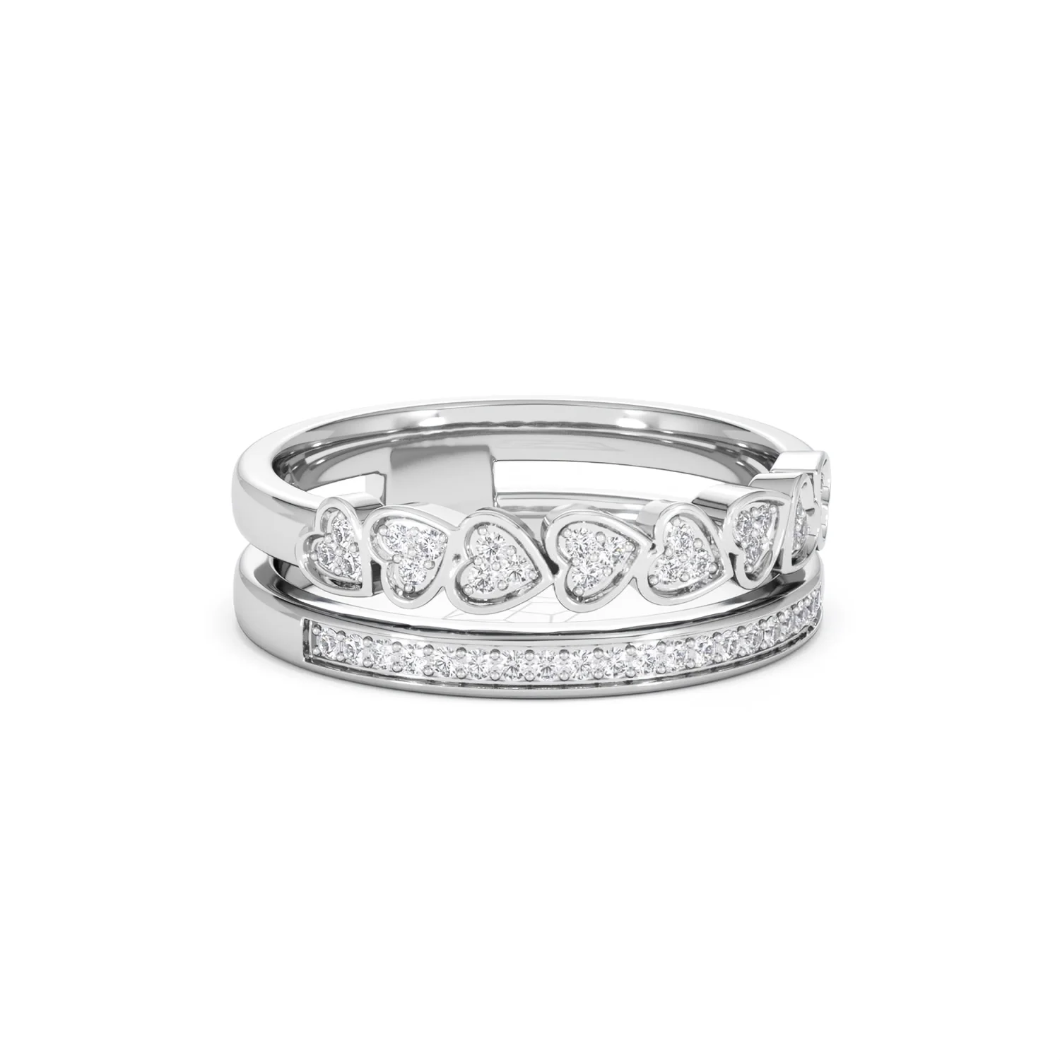 Interlocking Heart Stacking Lab Diamond Ring 0.20ct in 925 Silver - Image 16