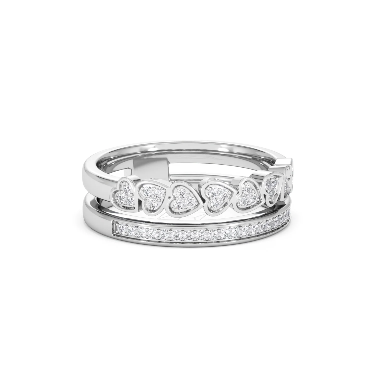 Interlocking Heart Stacking Lab Diamond Ring 0.20ct in 925 Silver - Image 17