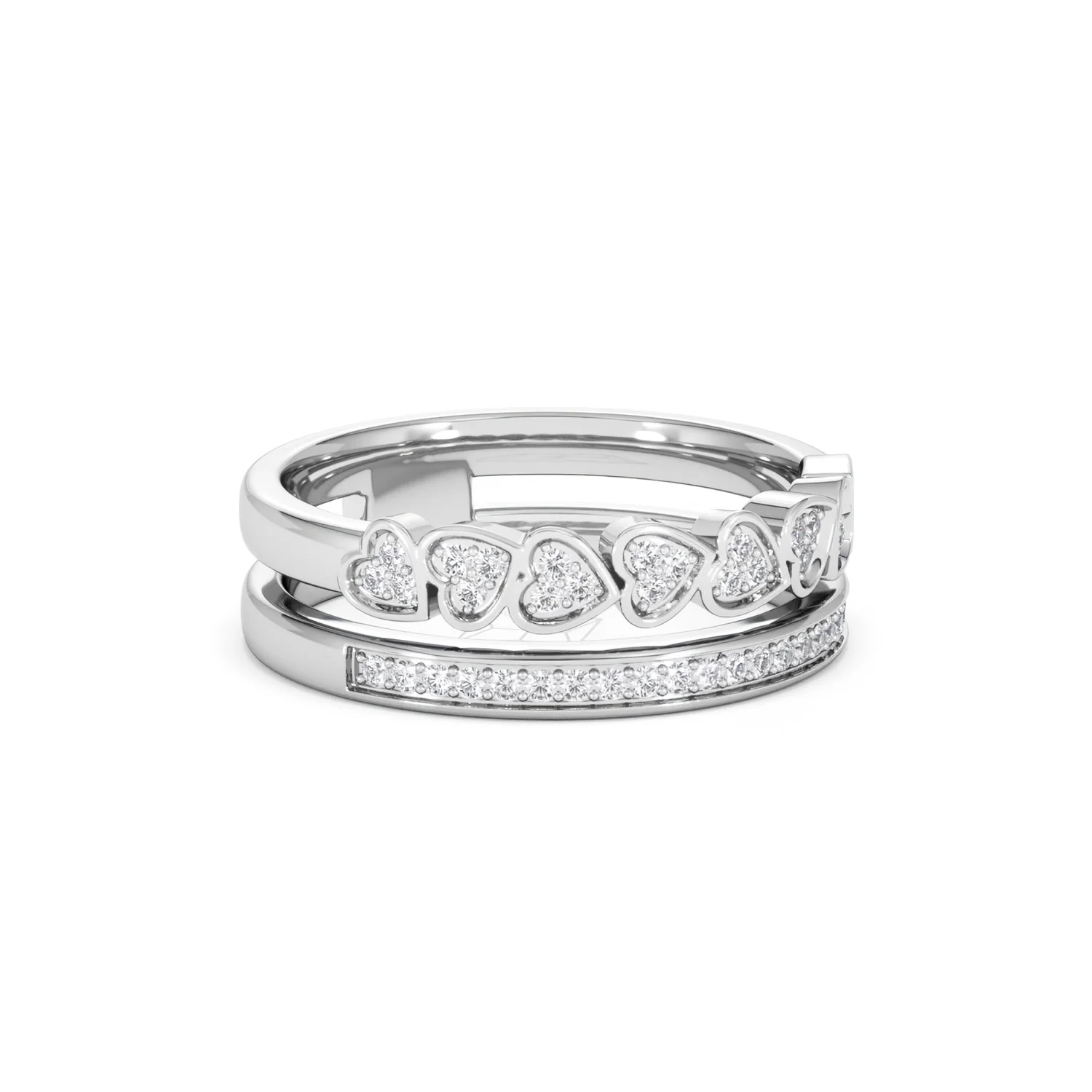 Interlocking Heart Stacking Lab Diamond Ring 0.20ct in 925 Silver - Image 18