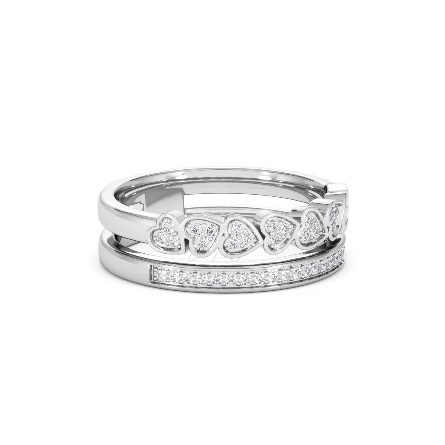Interlocking Heart Stacking Lab Diamond Ring 0.20ct in 925 Silver - Image 19