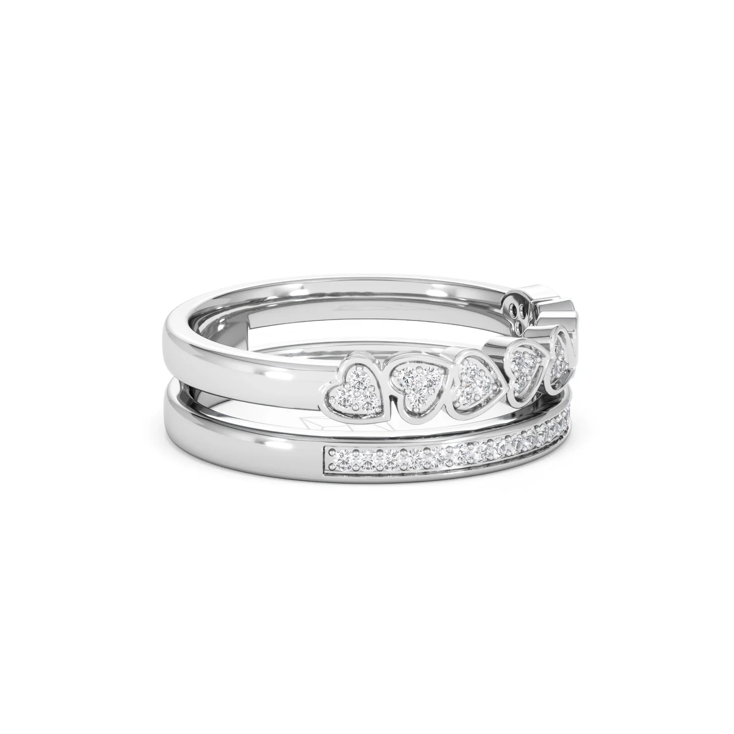 Interlocking Heart Stacking Lab Diamond Ring 0.20ct in 925 Silver - Image 24