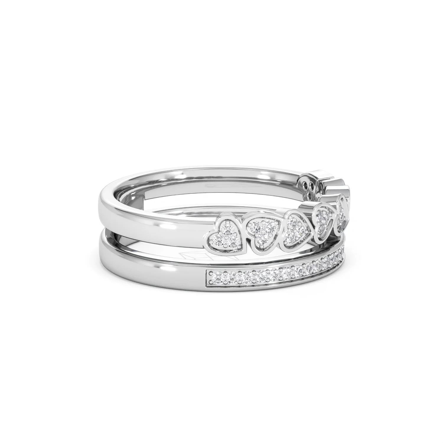 Interlocking Heart Stacking Lab Diamond Ring 0.20ct in 925 Silver - Image 25